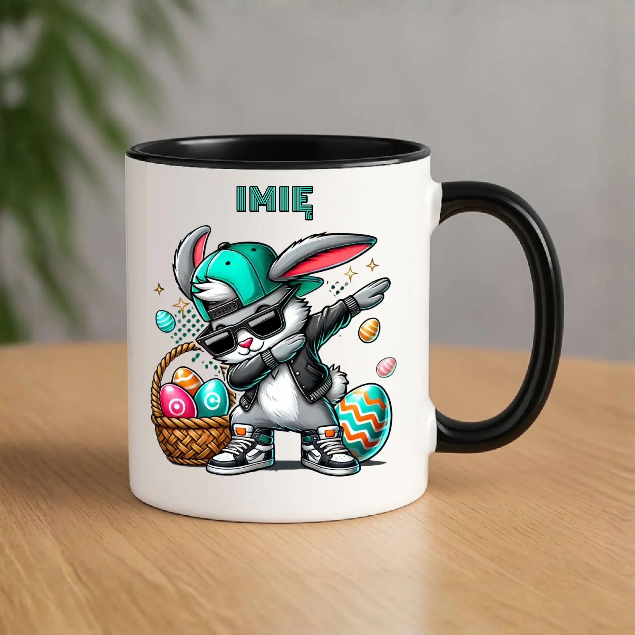 Kubek na Wielkanoc - Zajączek Dab dance - personalizowany WN09 - StoryCups.pl