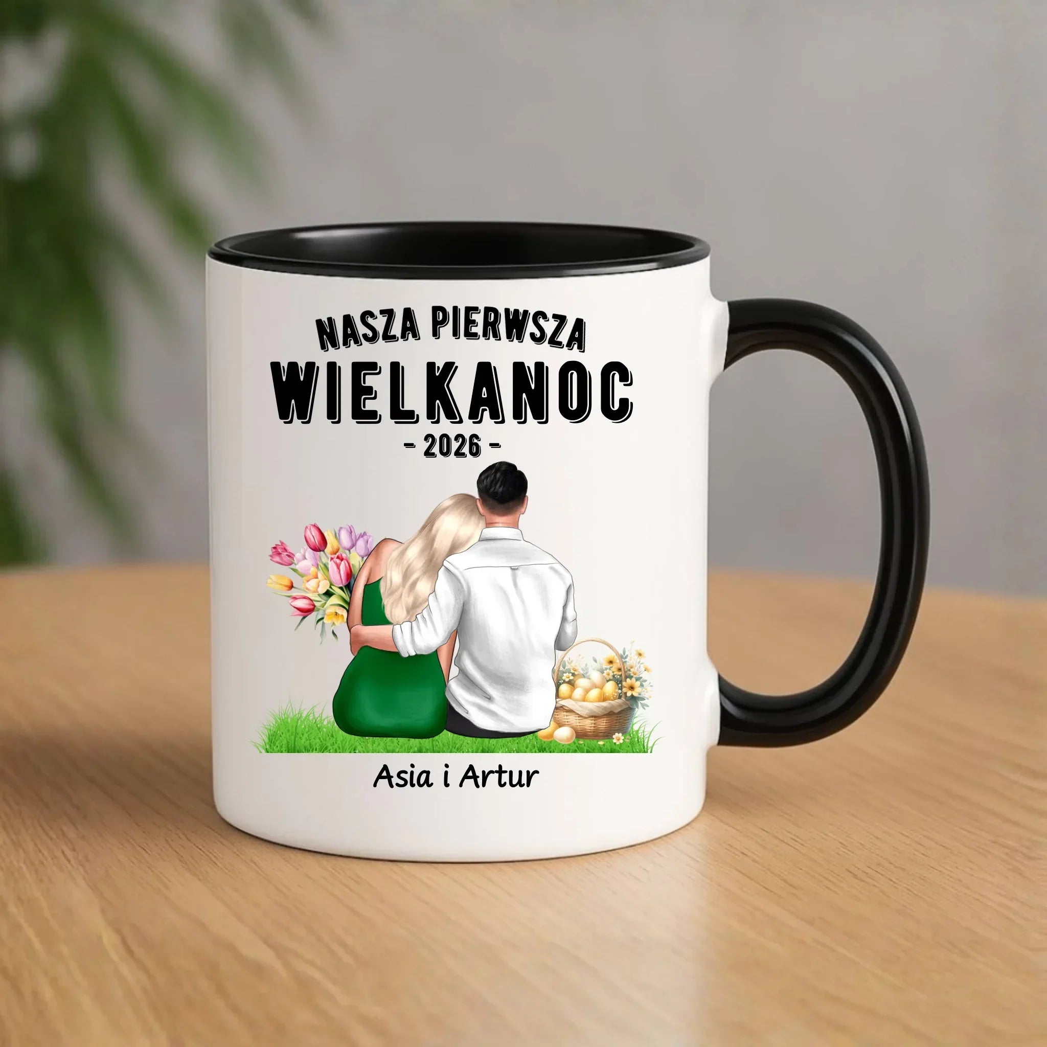 Kubek wielkanocny dla par - Nasza pierwsza Wielkanoc - personalizowany WN16 - StoryCups.pl
