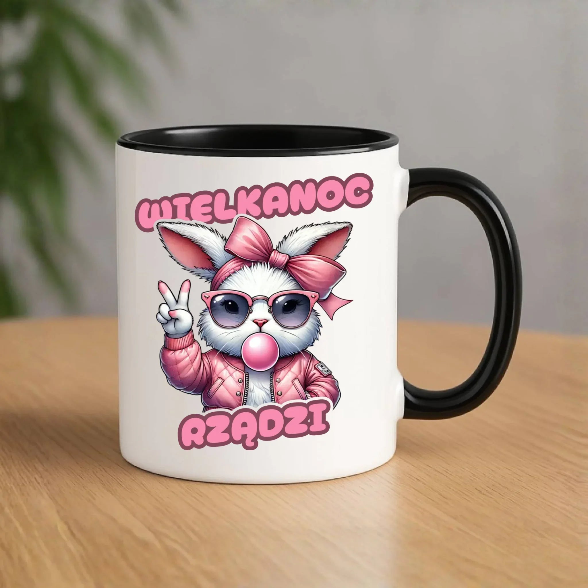 Kubek wielkanocny – Stylowy królik w okularach Wielkanoc rządzi WN18 - StoryCups.pl