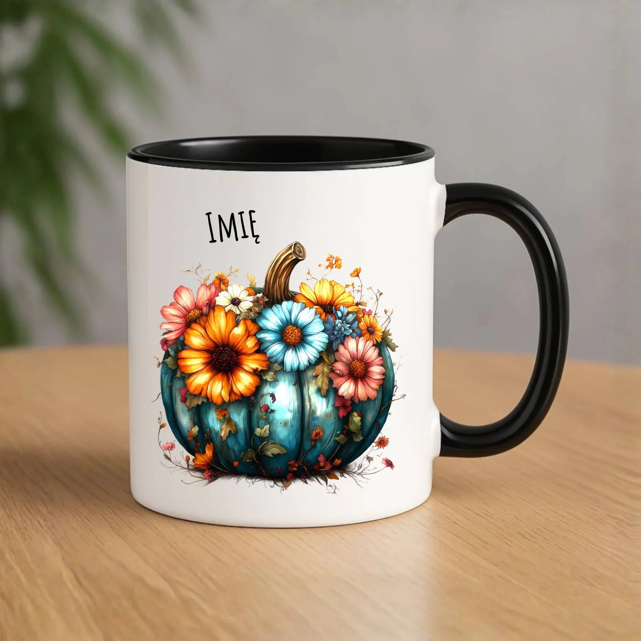 Kubek jesienny - Kwiatowa dynia - personalizowany JS27 - StoryCups.pl