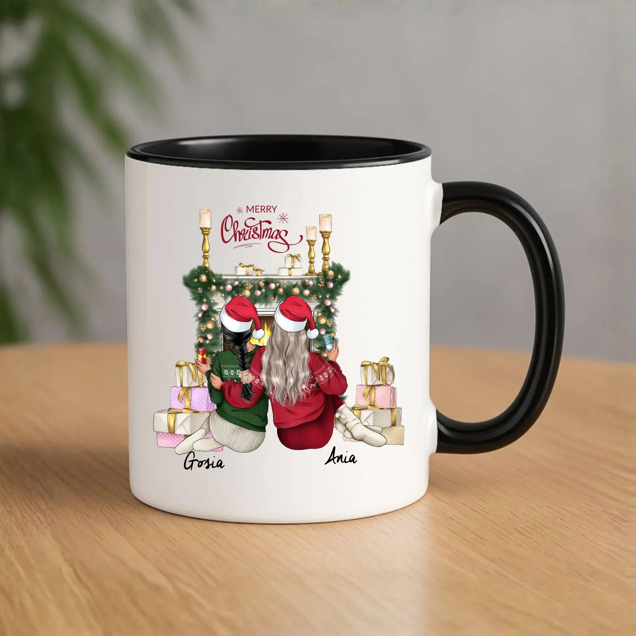 Kubek świąteczny - prezent dla przyjaciółki - personalizowane postacie 2-4 osoby PR04 - StoryCups.pl