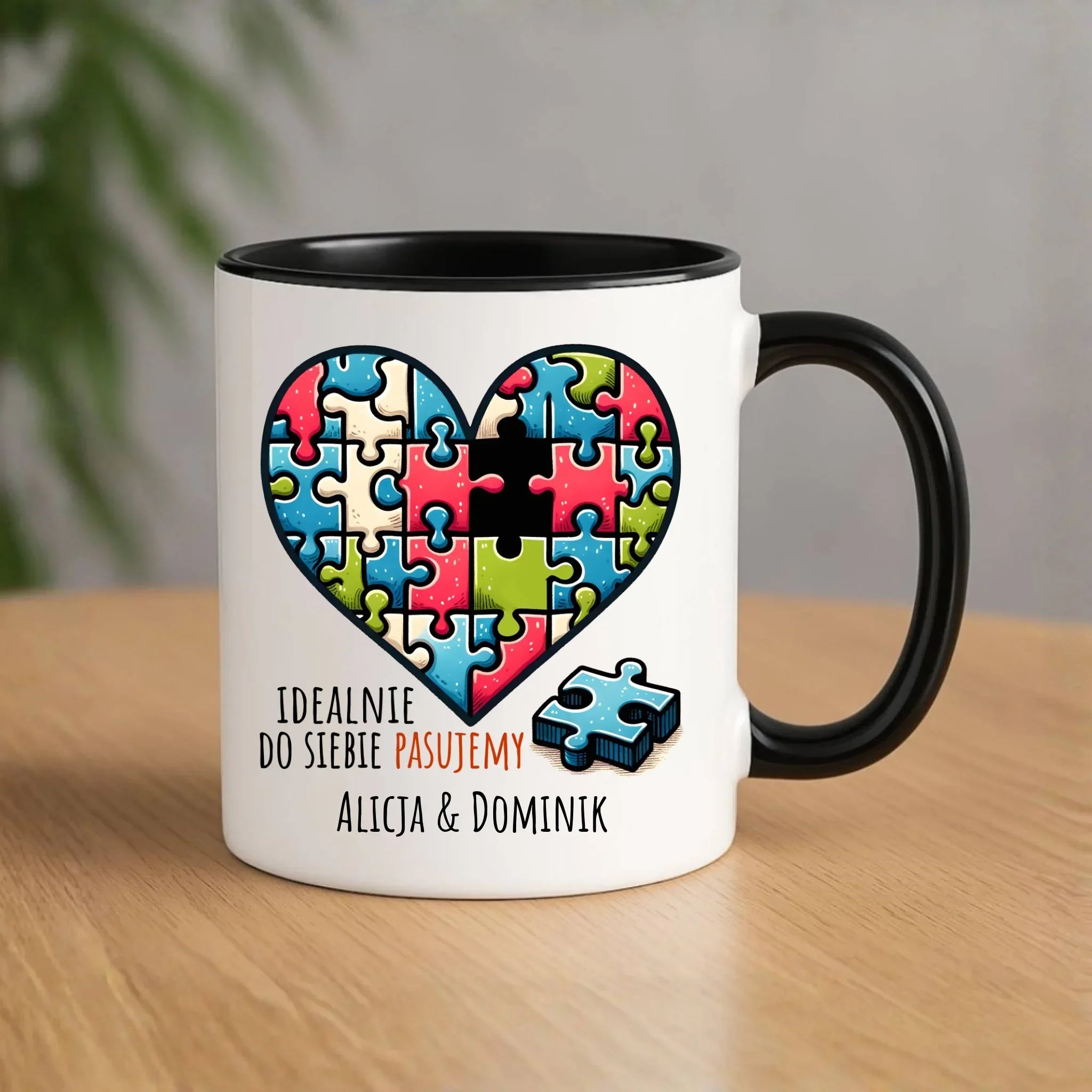 Kubek dla par - Idealnie do siebie pasujemy - personalizowany W44 - StoryCups.pl