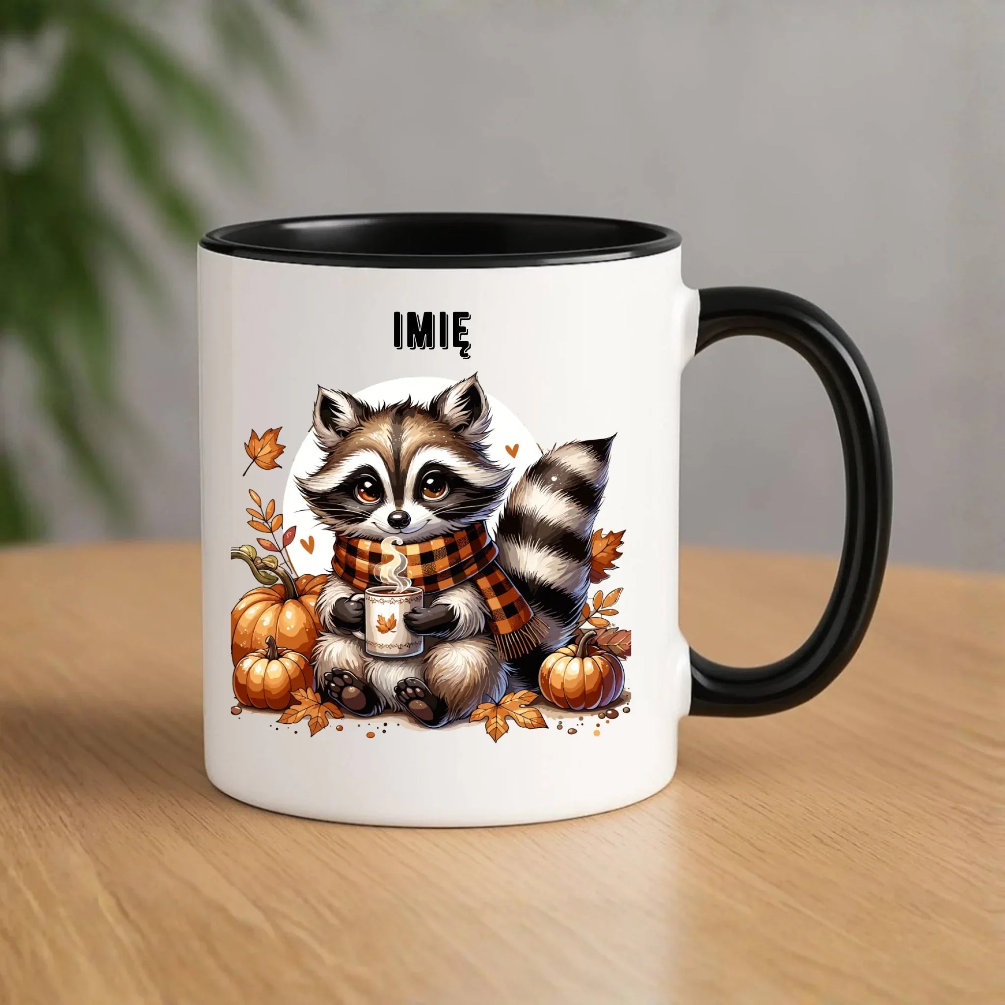 Kubek jesienny – Szop z kawą i dyniami - personalizowany JS16 - StoryCups.pl