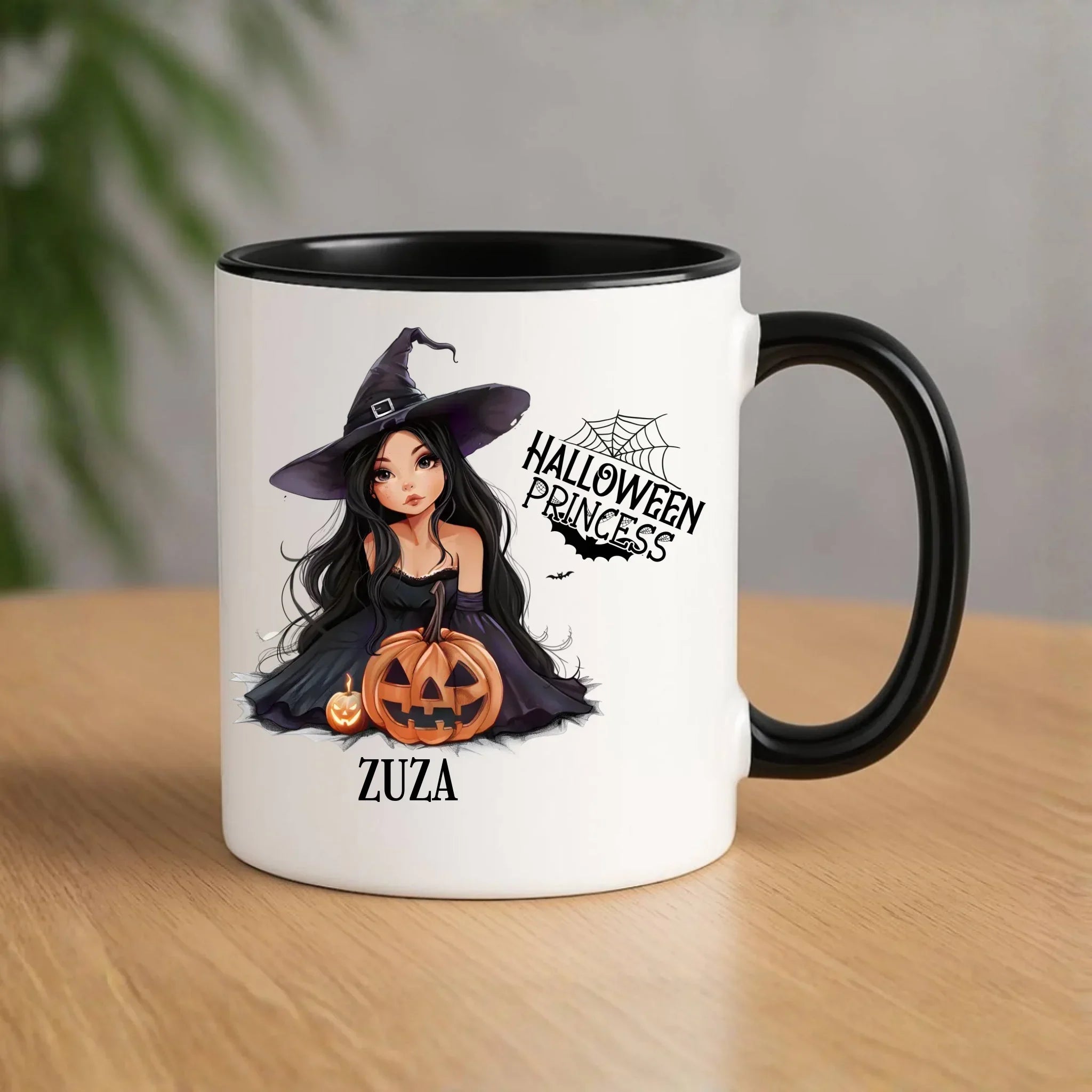 Kubek halloweenowy - Czarownica z dynią - personalizowany HL10 - StoryCups.pl