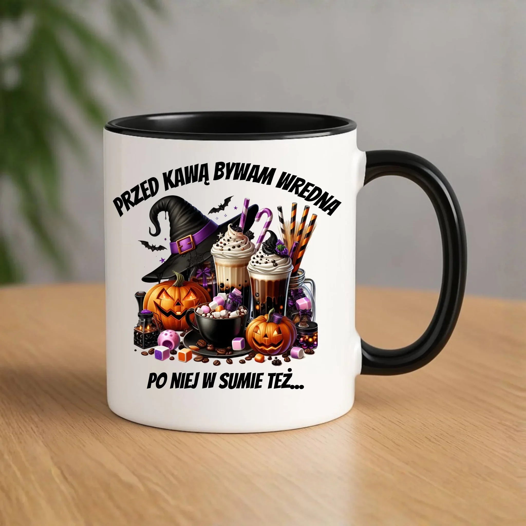 Kubek Halloween – Przed kawą bywam wredna, po niej w sumie też HL30 - StoryCups.pl