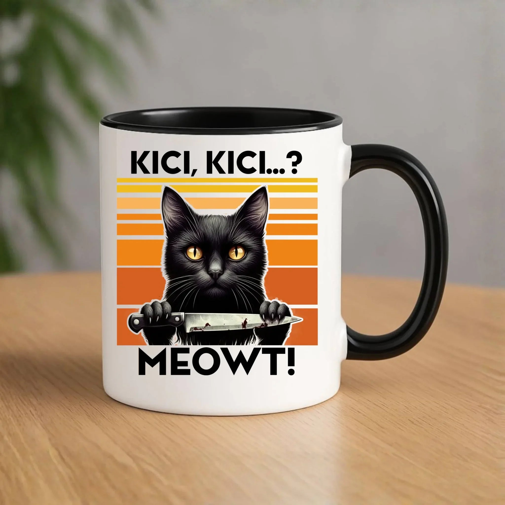 Kubek - Kot z nożem - Kici, kici... MEOWT! HL17 - StoryCups.pl