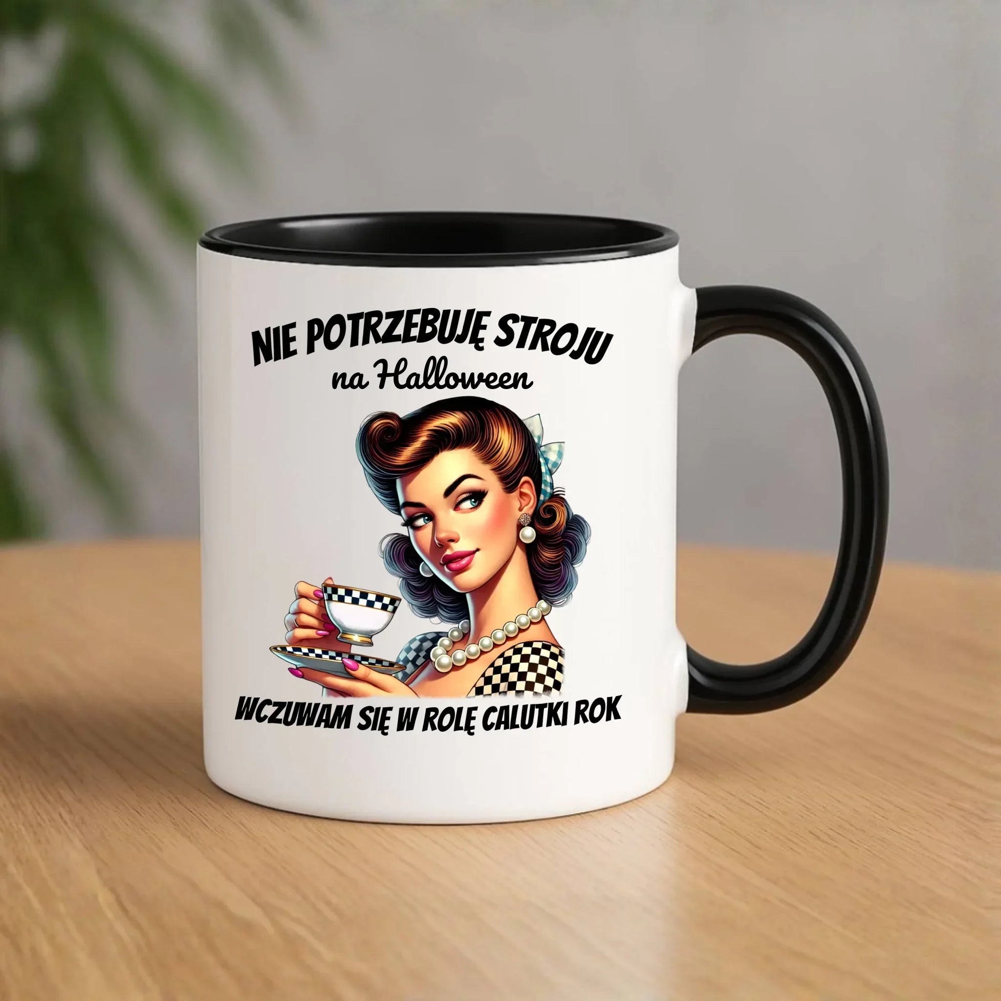 Kubek retro pin-up girl – Nie potrzebuję stroju na Halloween HL29 - StoryCups.pl
