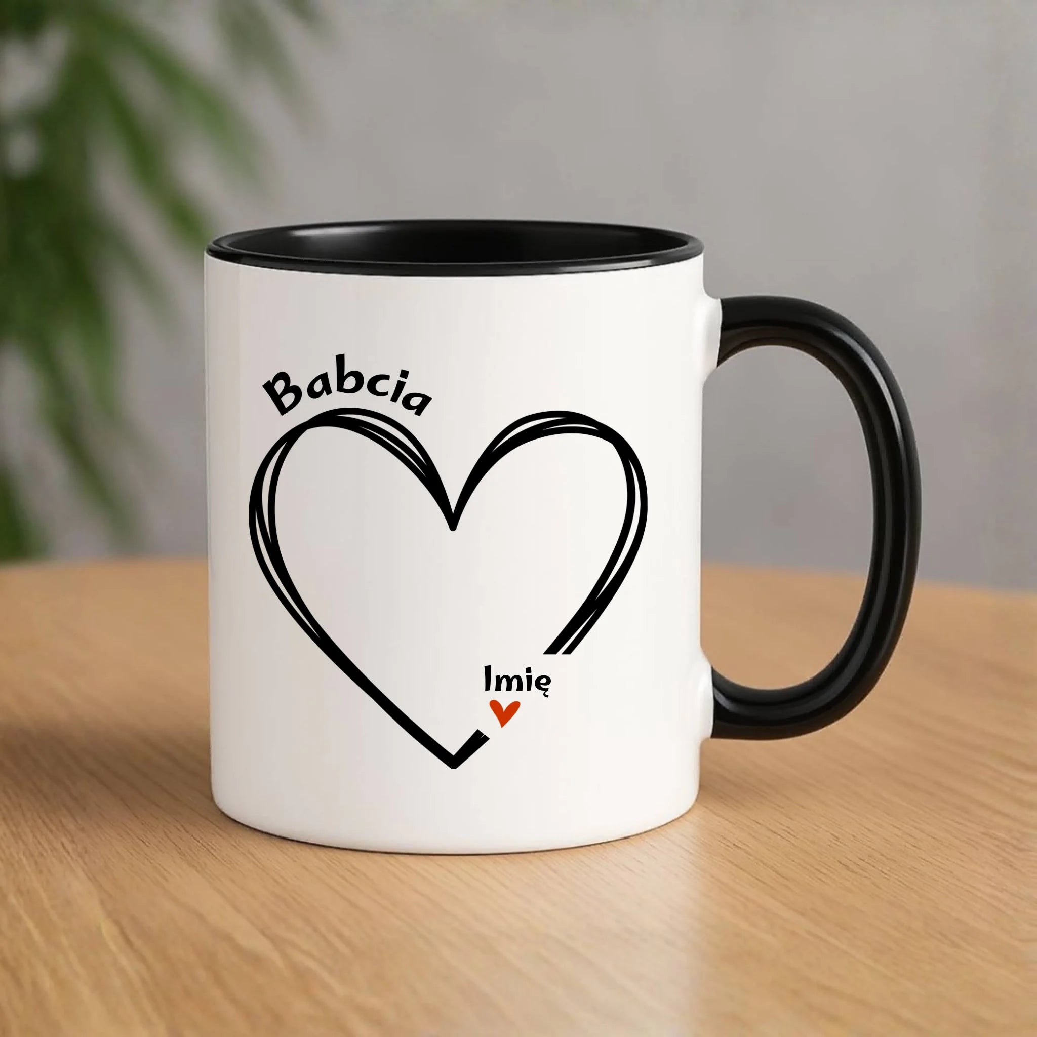 Kubek dla babci - Serce z imionami wnuków 1-7 - personalizowany B26