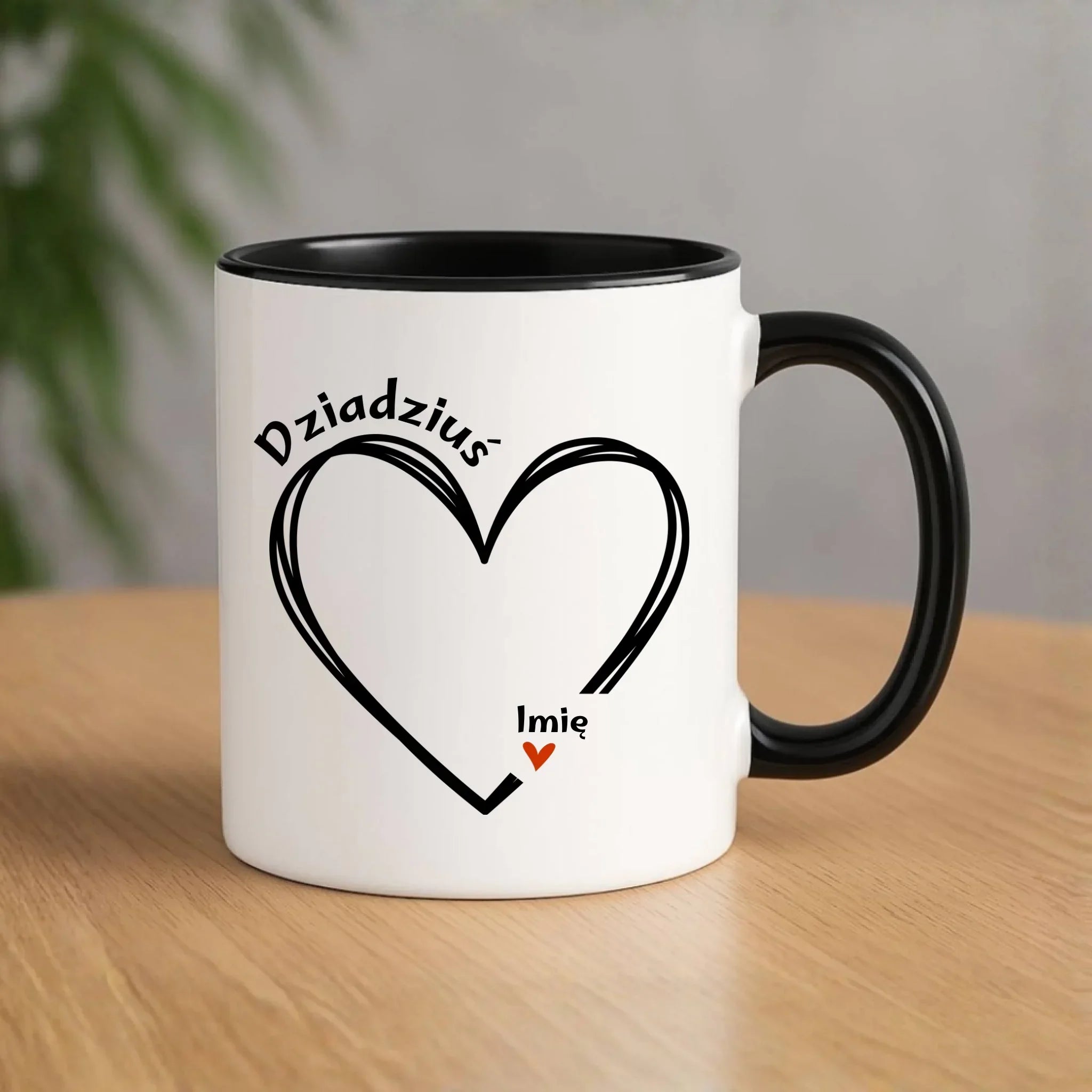 Kubek dla dziadka - Serce z imionami wnuków 1-7 - personalizowany D26 - StoryCups.pl