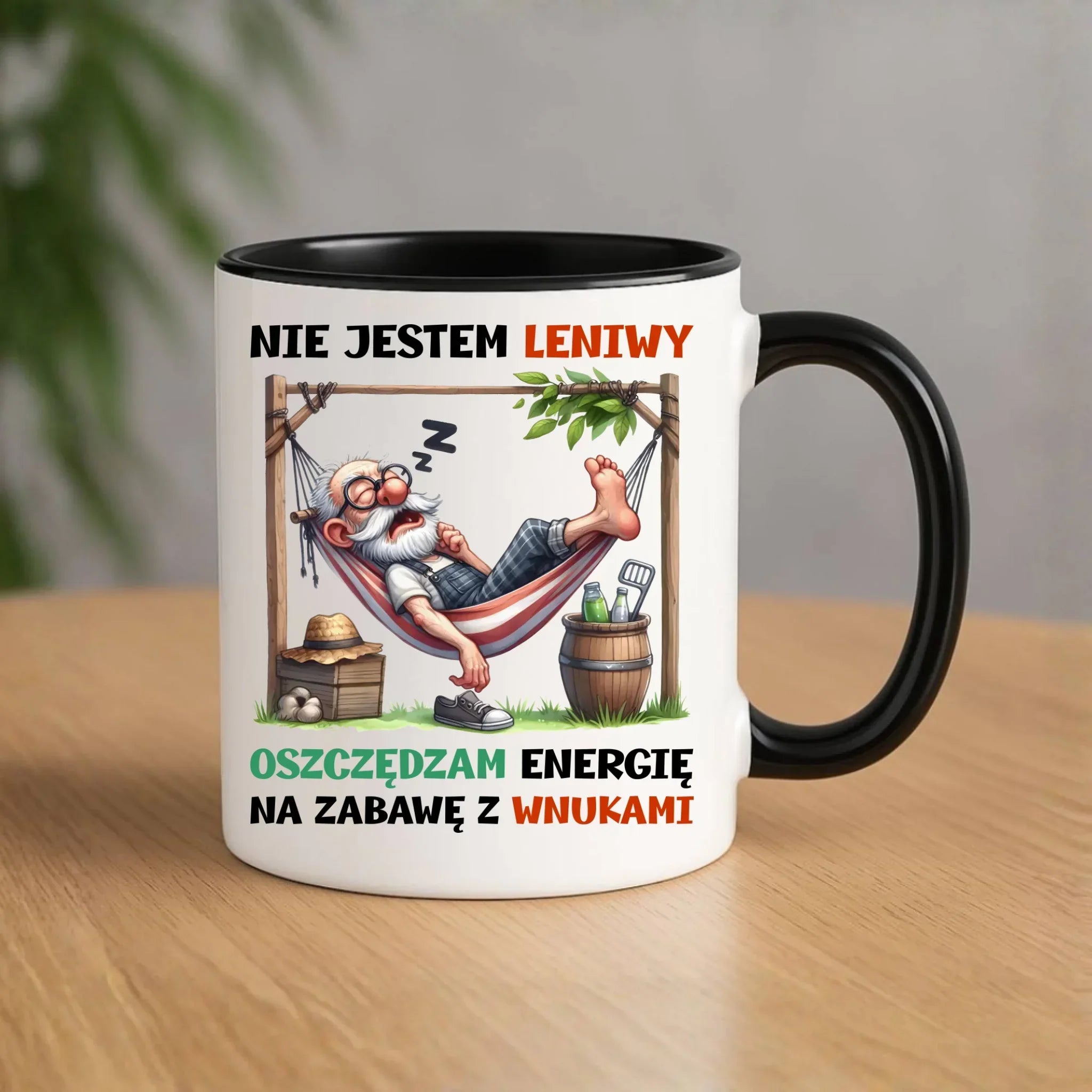 Kubek dla dziadka - Nie jestem leniwy oszczędzam energię D39 - StoryCups.pl