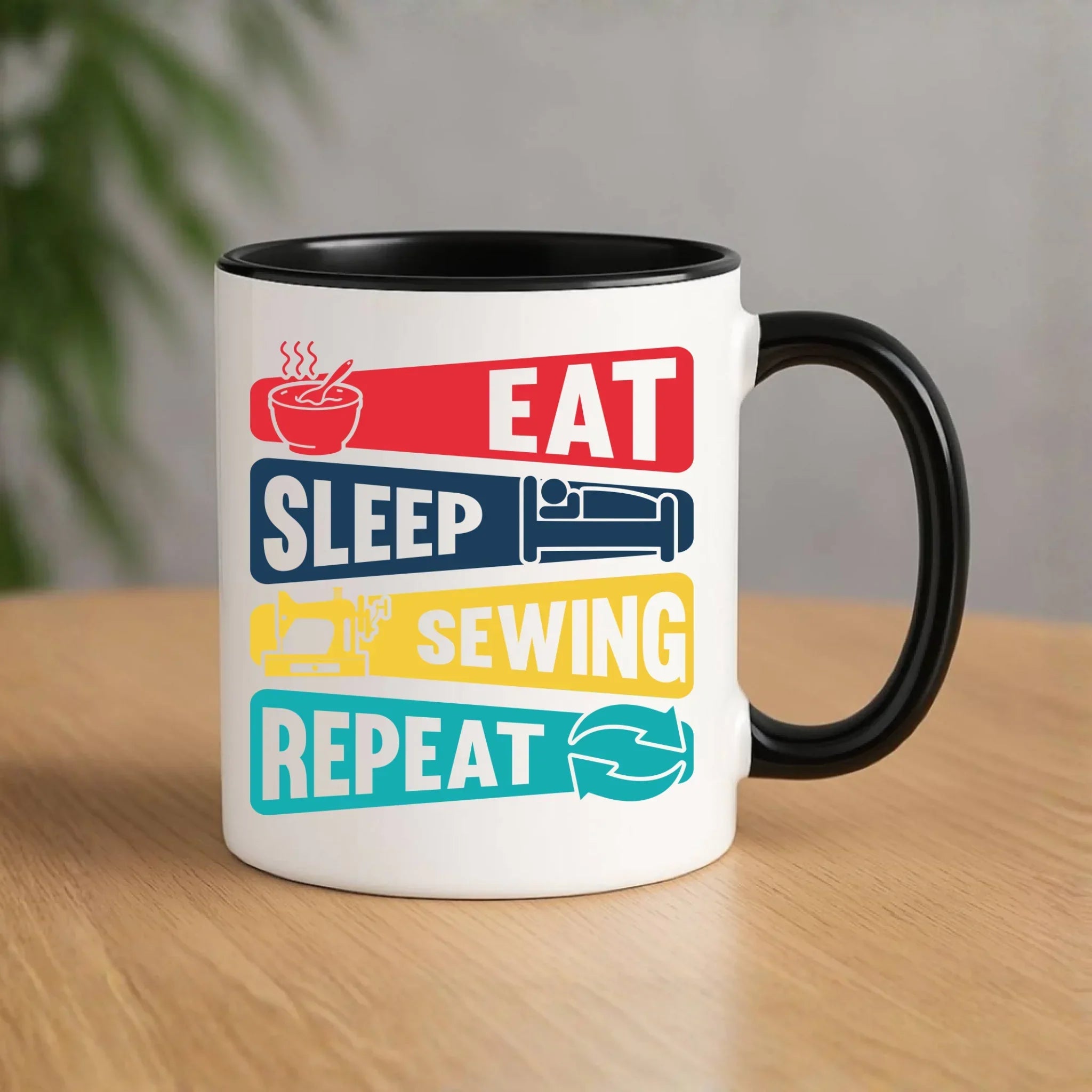 Kubek szyciowy dla krawcowej – Eat sleep sewing repeat HS21 - StoryCups.pl