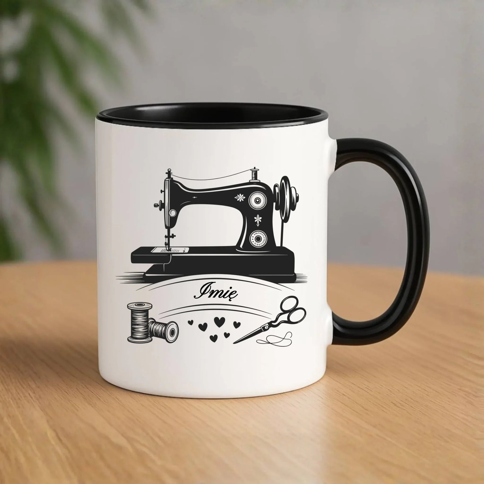 Kubek szyciowy dla krawcowej – Maszyna vintage- personalizowany HS34 - StoryCups.pl