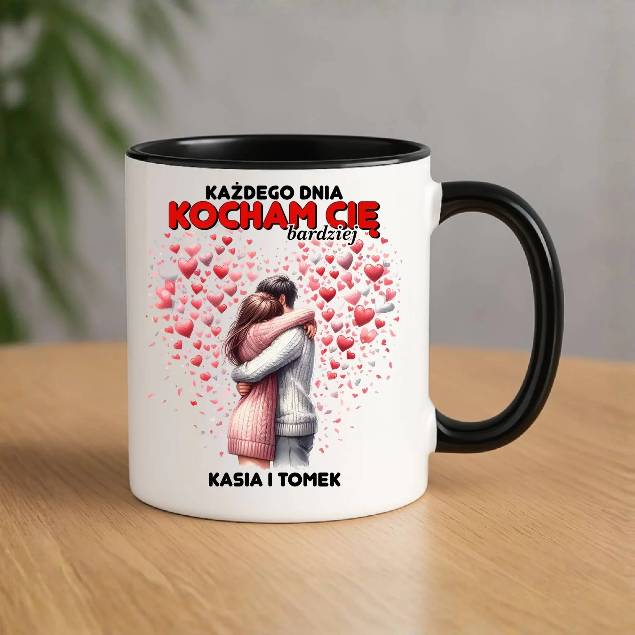 Kubek dla par - Każdego dnia kocham Cię bardziej - personalizowany W09 - StoryCups.pl
