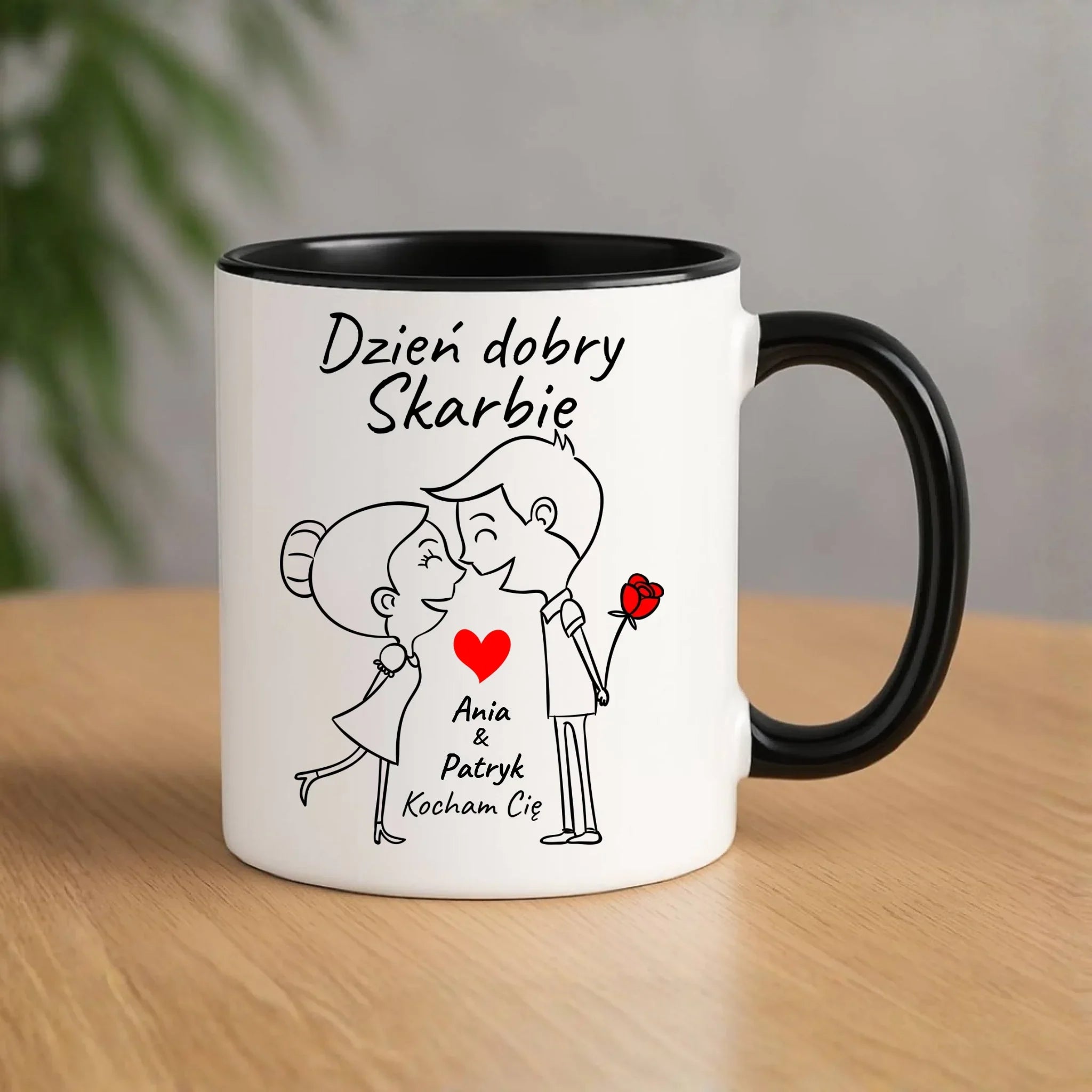 Kubek dla par - Dzień dobry Skarbie - personalizowany W15 - StoryCups.pl
