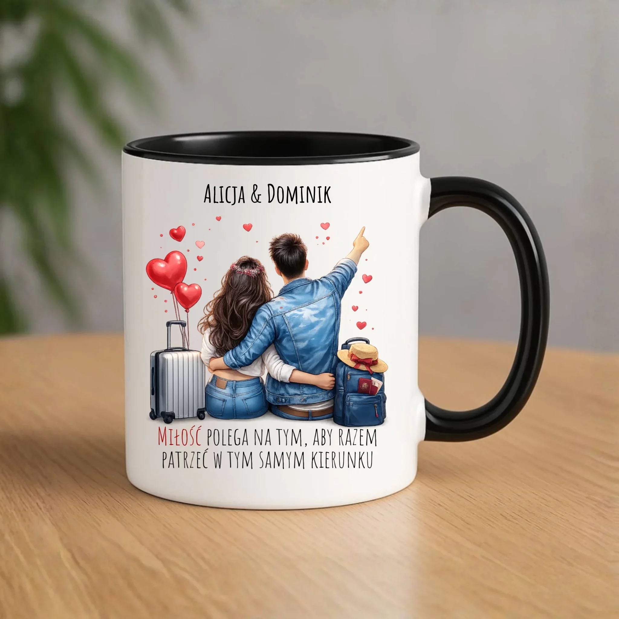 Kubek dla par - Para w podróży miłość - personalizowany W12 - StoryCups.pl