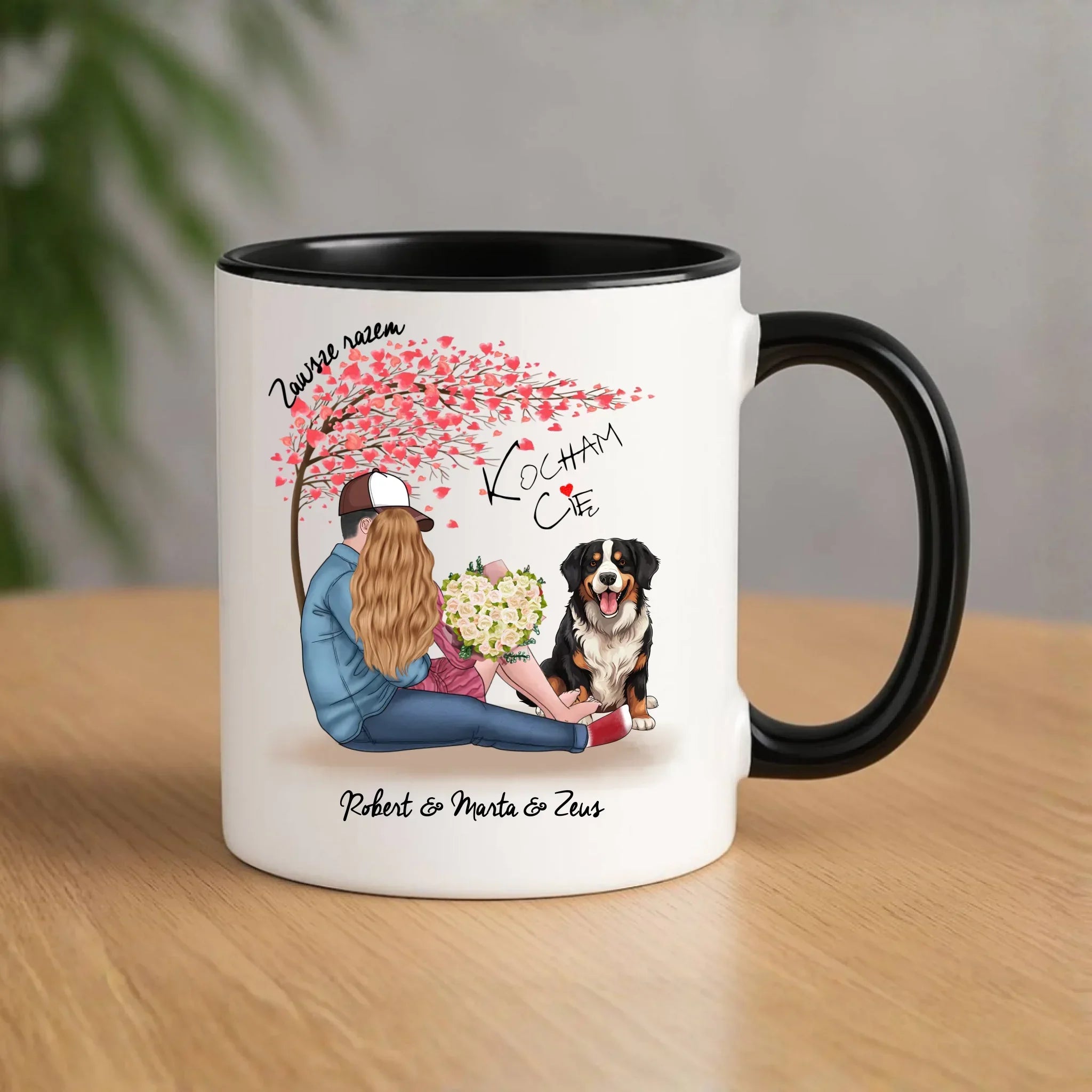 Kubek dla par + Berneńczyk - Zawsze razem - personalizowany W04A - StoryCups.pl