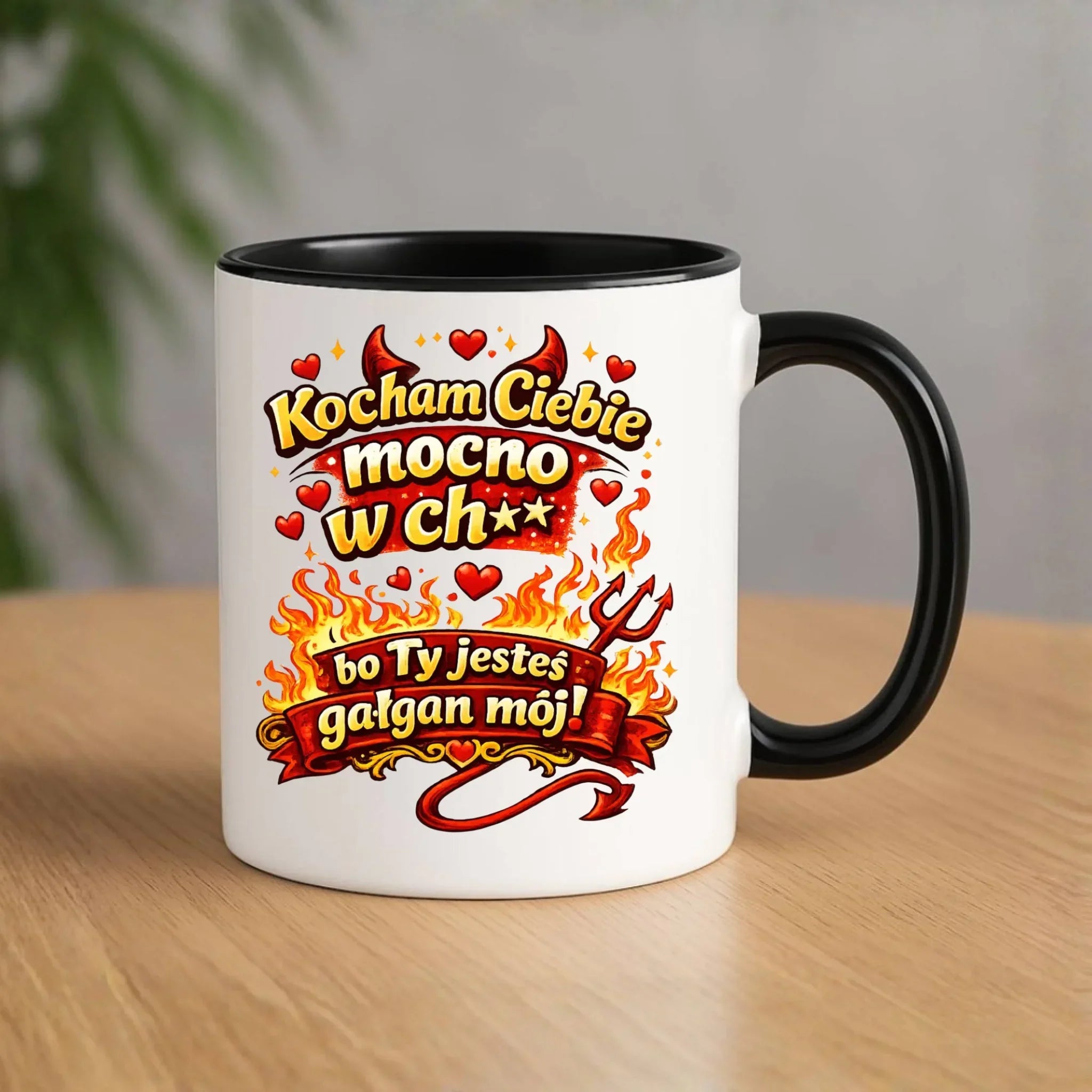 Kubek dla par - Kocham Ciebie mocno w ch** bo Ty jesteś gałgan mój W82 - StoryCups.pl