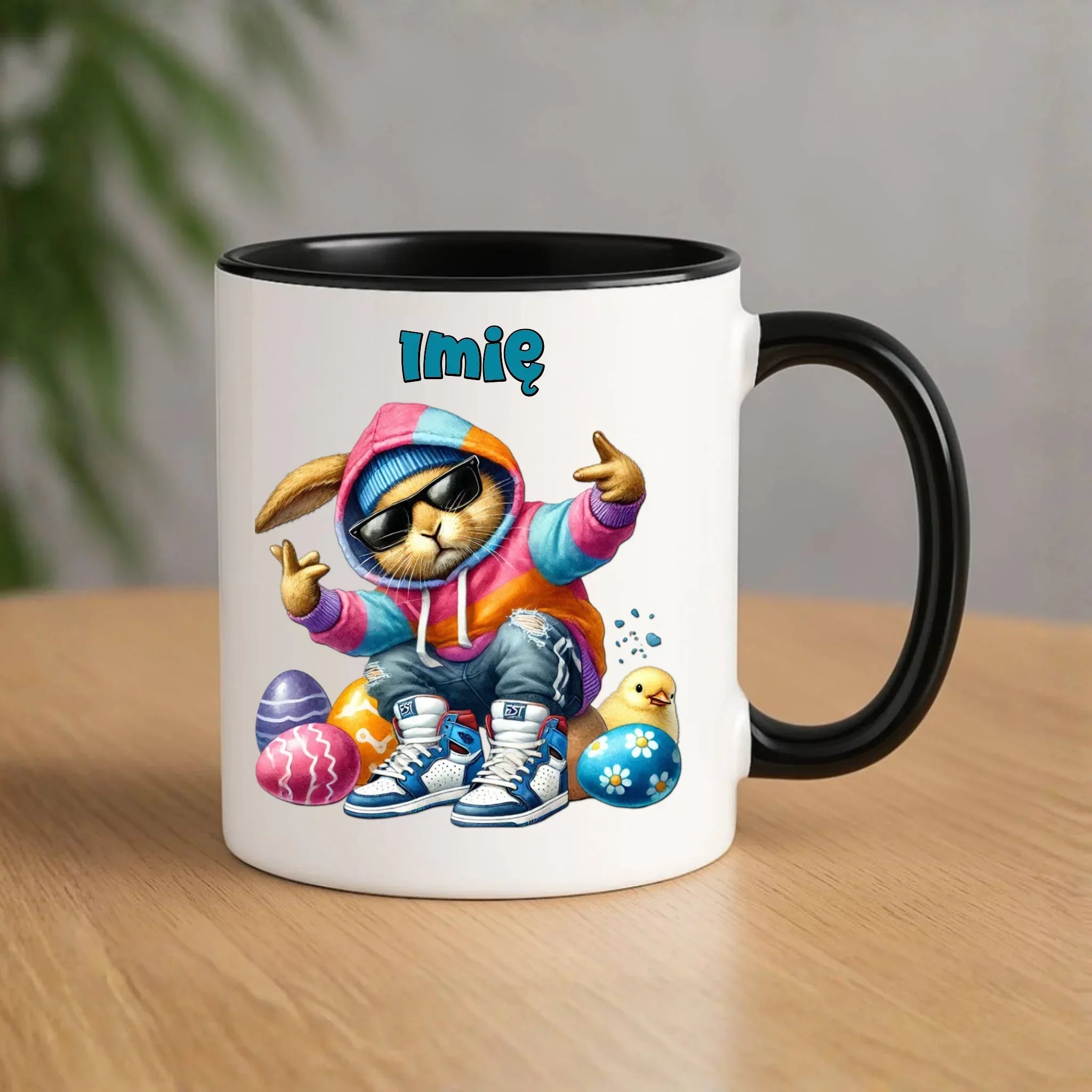 Kubek na Wielkanoc - Sigma Zając w pisankach - Prezent personalizowany WN04 - StoryCups.pl