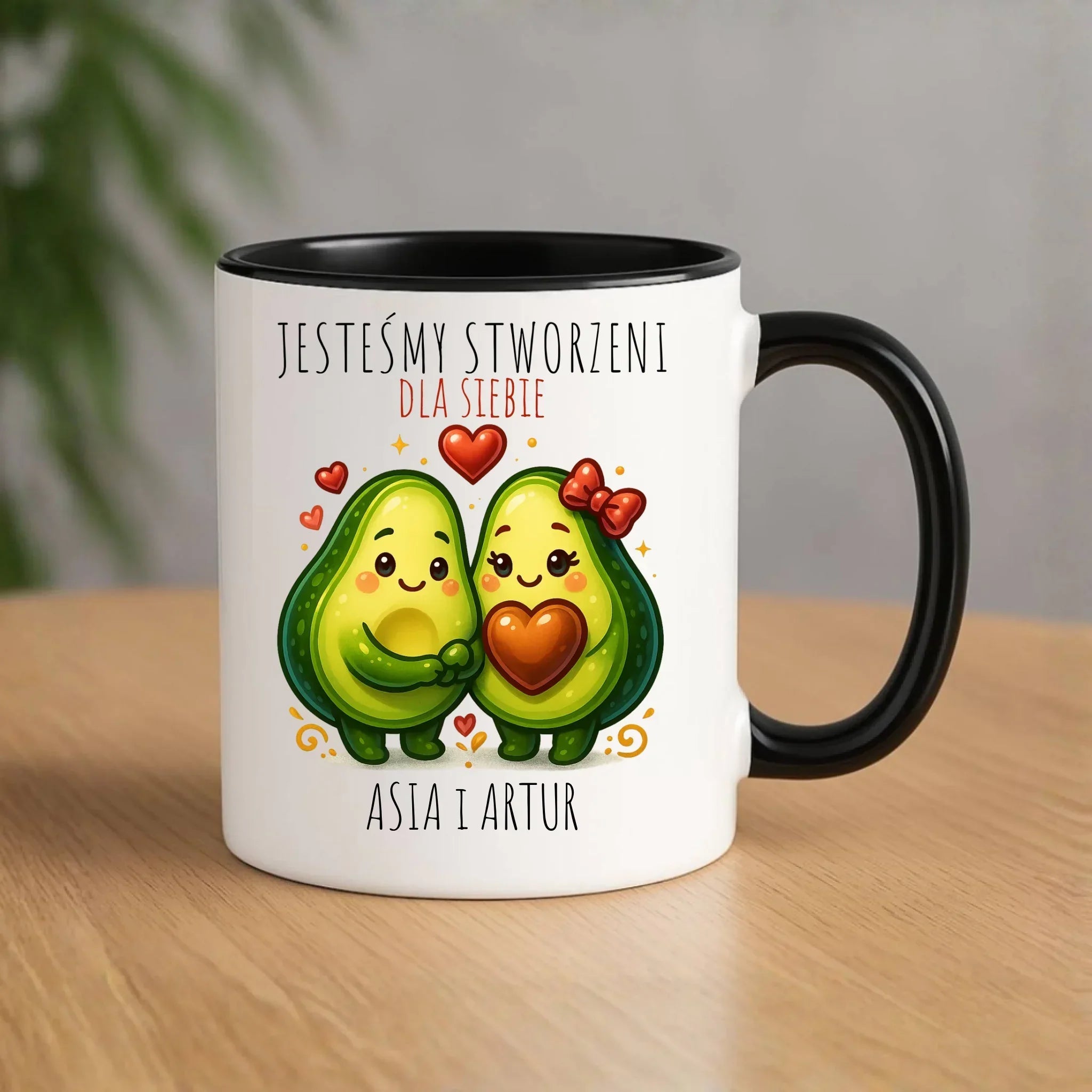 Kubek dla par - Awokado Stworzeni dla siebie - personalizowany W91 - StoryCups.pl