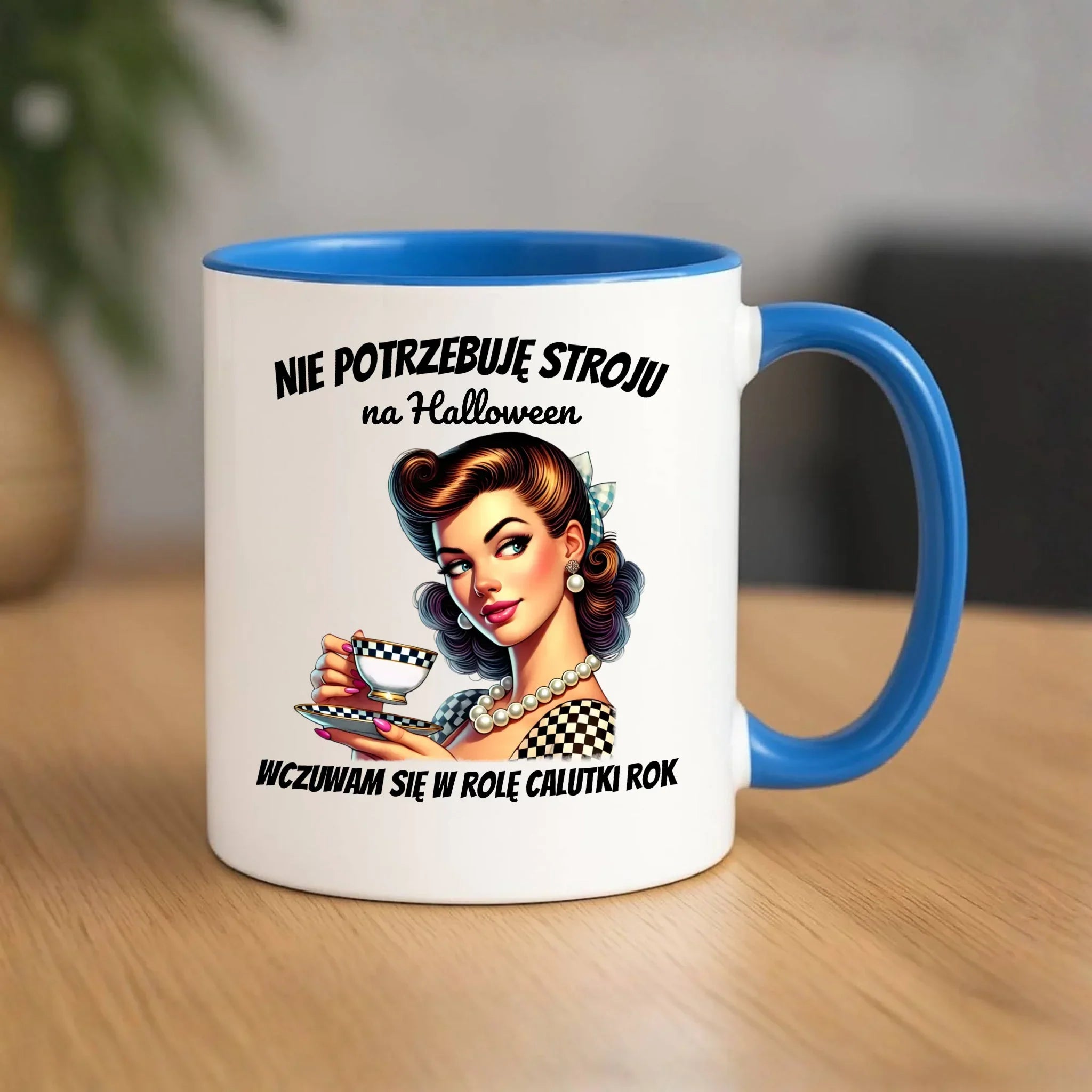Kubek retro pin-up girl – Nie potrzebuję stroju na Halloween HL29 - StoryCups.pl