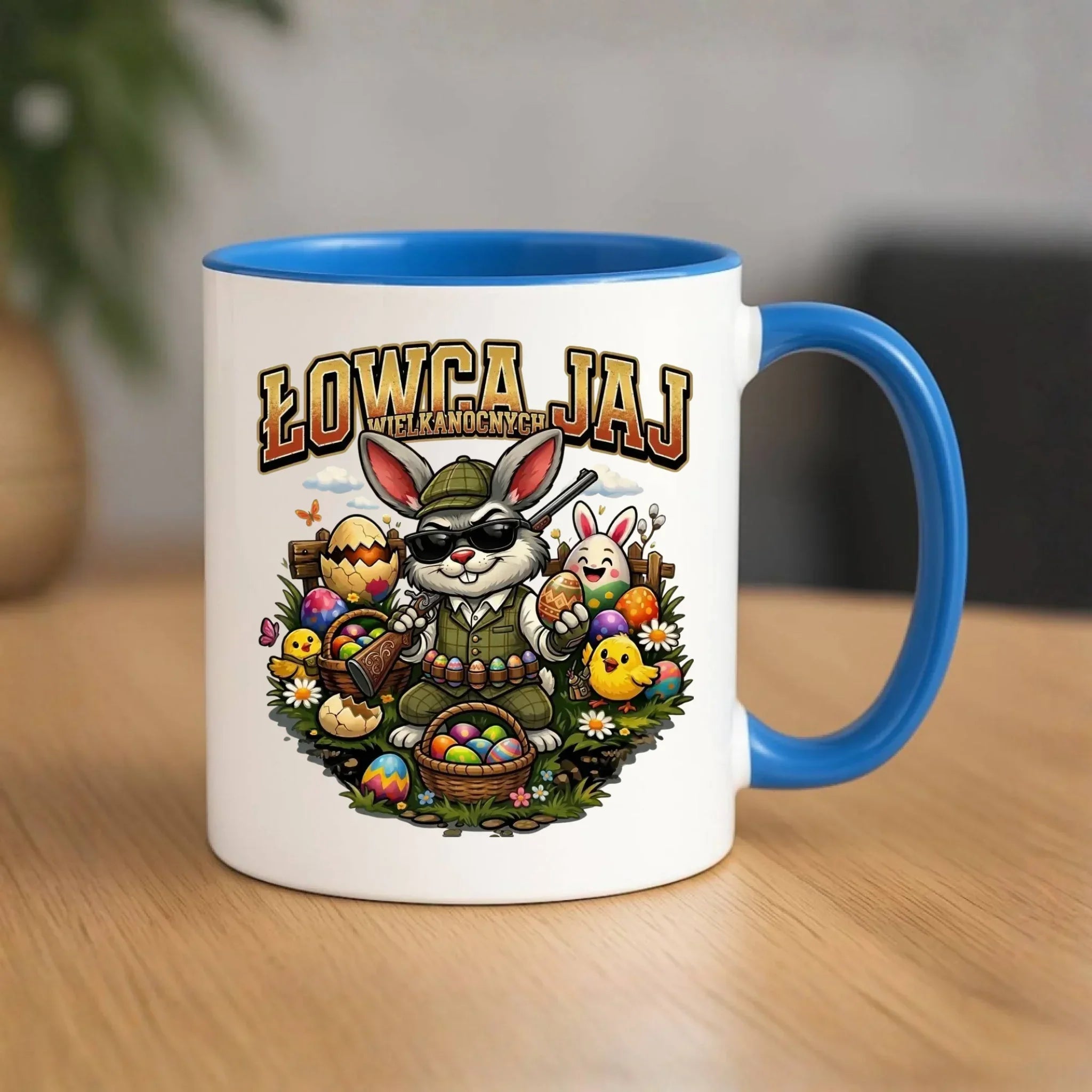 Kubek wielkanocny - Zając Łowca Jaj WN12 - StoryCups.pl