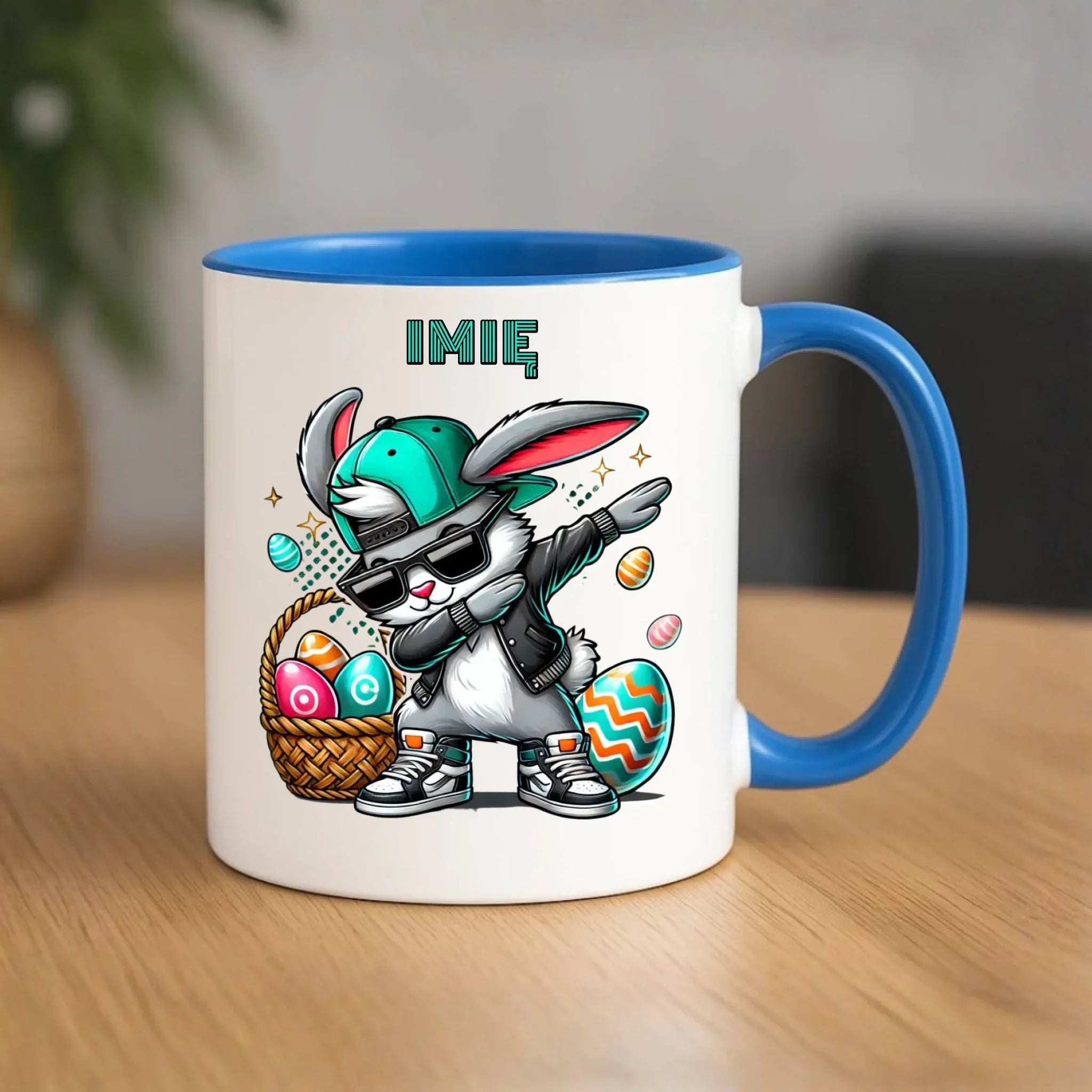 Kubek na Wielkanoc - Zajączek Dab dance - personalizowany WN09 - StoryCups.pl