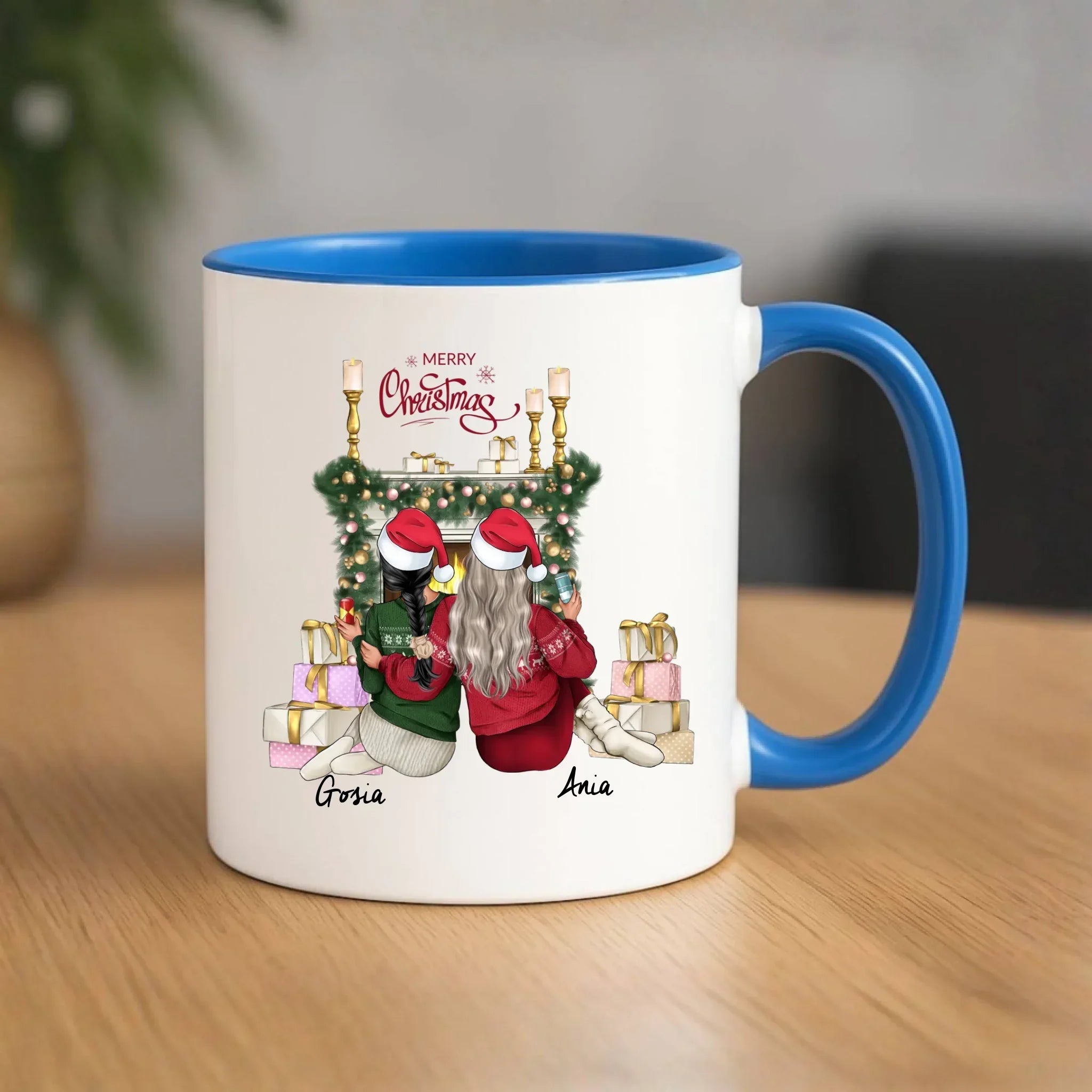 Kubek świąteczny - prezent dla przyjaciółki - personalizowane postacie 2-4 osoby PR04 - StoryCups.pl