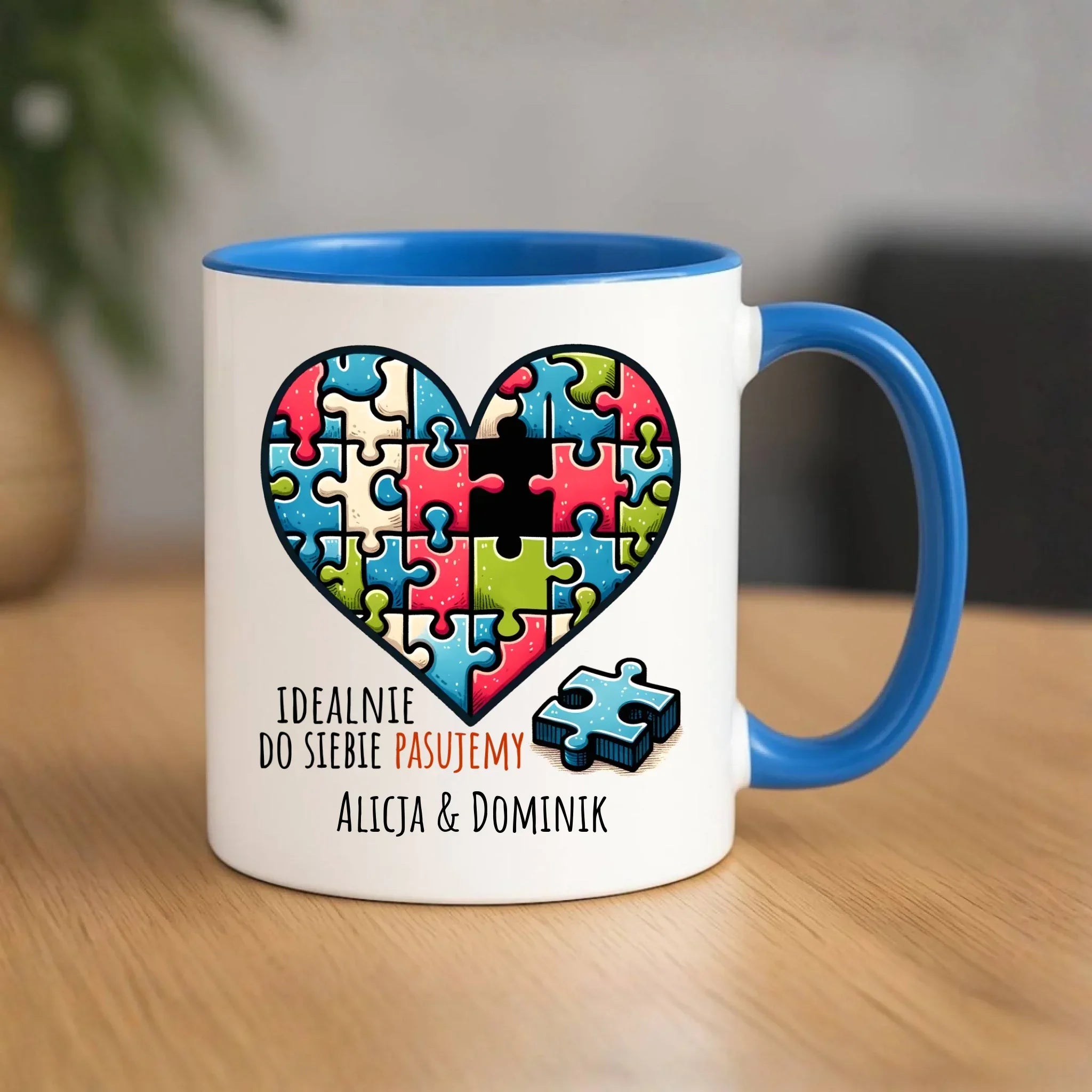 Kubek dla par - Idealnie do siebie pasujemy - personalizowany W44 - StoryCups.pl