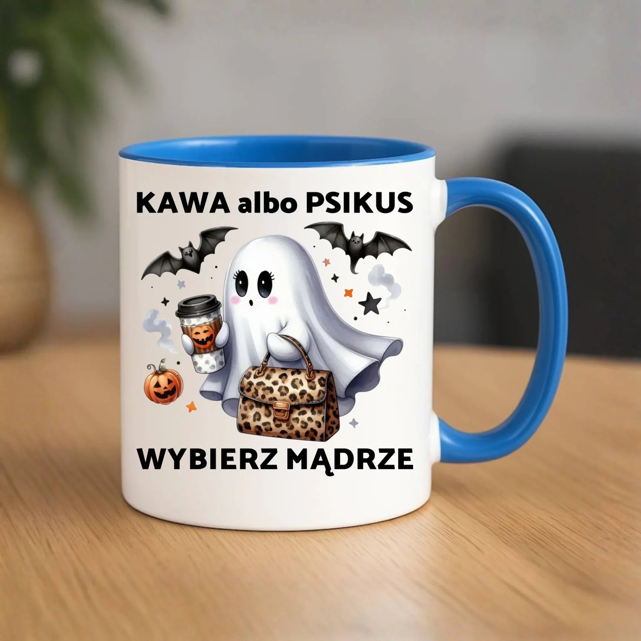 Kubek halloweenowy - Duch - Kawa albo psikus HL07 - StoryCups.pl