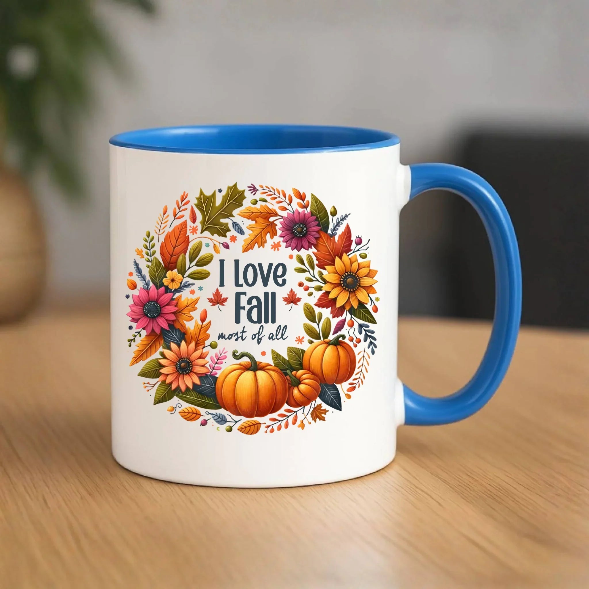Kubek jesienny jesienny - Kocham jesień - dynia z liśćmi JS03 - StoryCups.pl