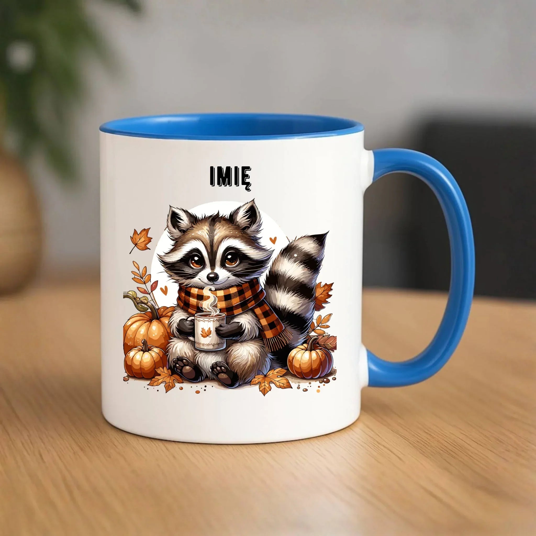 Kubek jesienny – Szop z kawą i dyniami - personalizowany JS16 - StoryCups.pl