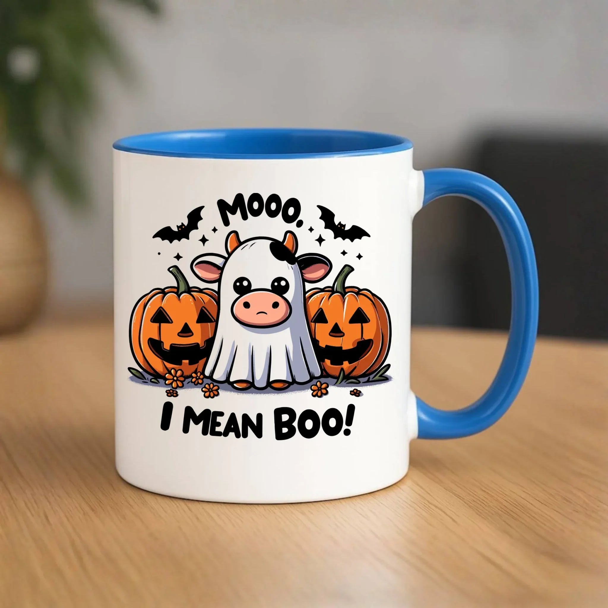 Kubek na Halloween - Mooo I mean Boo! - z dynią i duchem HL14 - StoryCups.pl