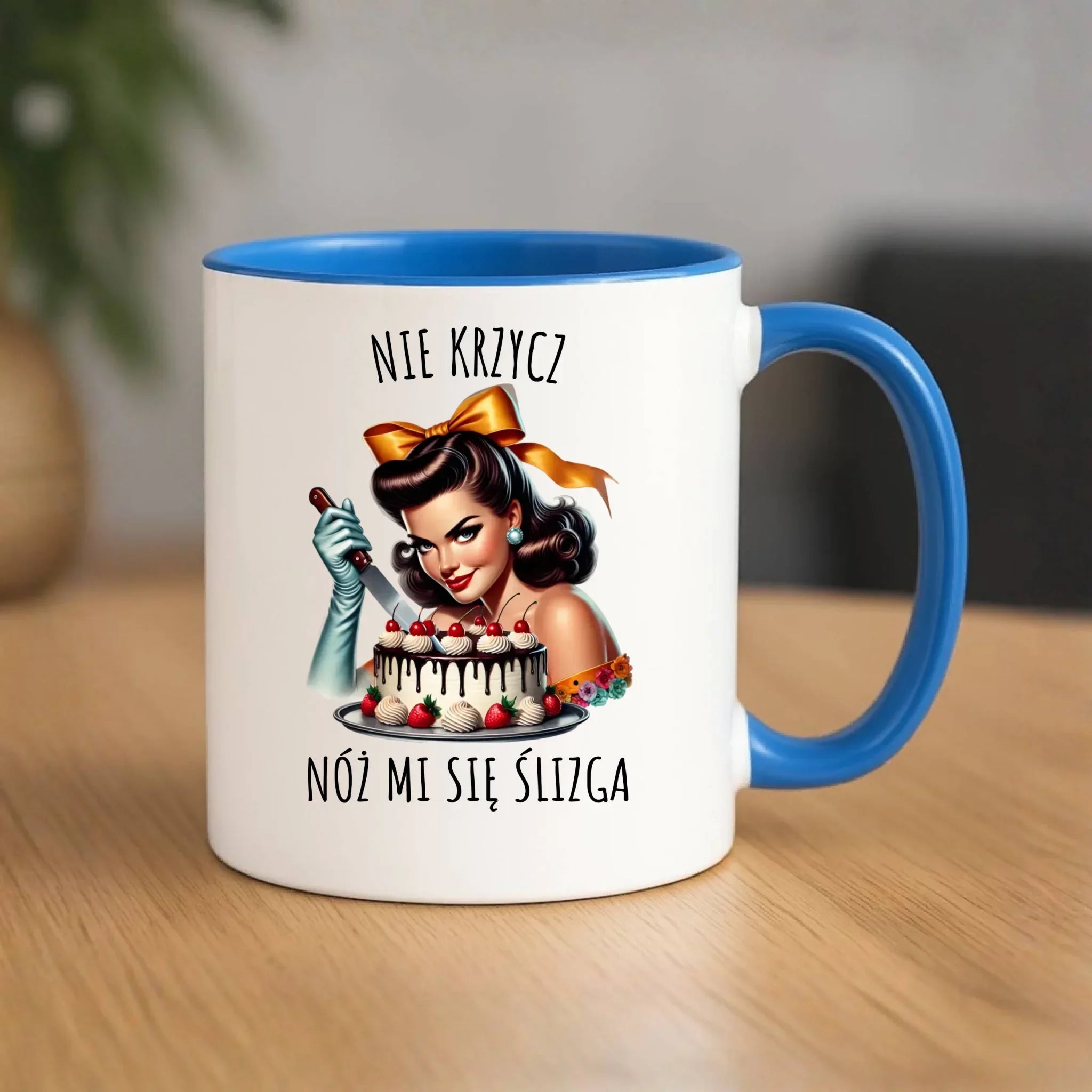 Kubek dla niej - Nie krzycz, nóż mi się ślizga - Czarny humor DZ22 - StoryCups.pl
