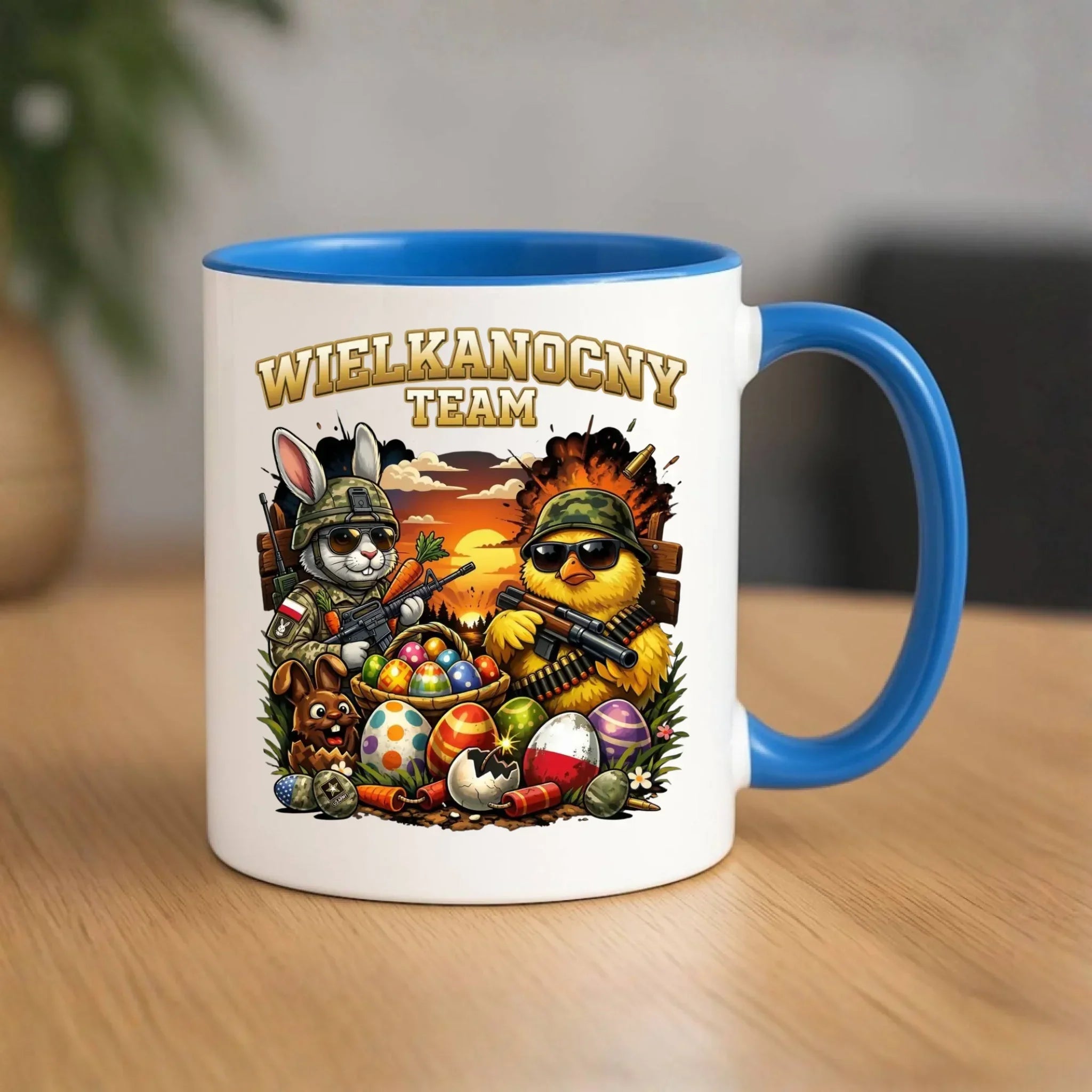 Kubek na Wielkanoc - Kurczak i zając armia Wielkanocny Team WN37 - StoryCups.pl