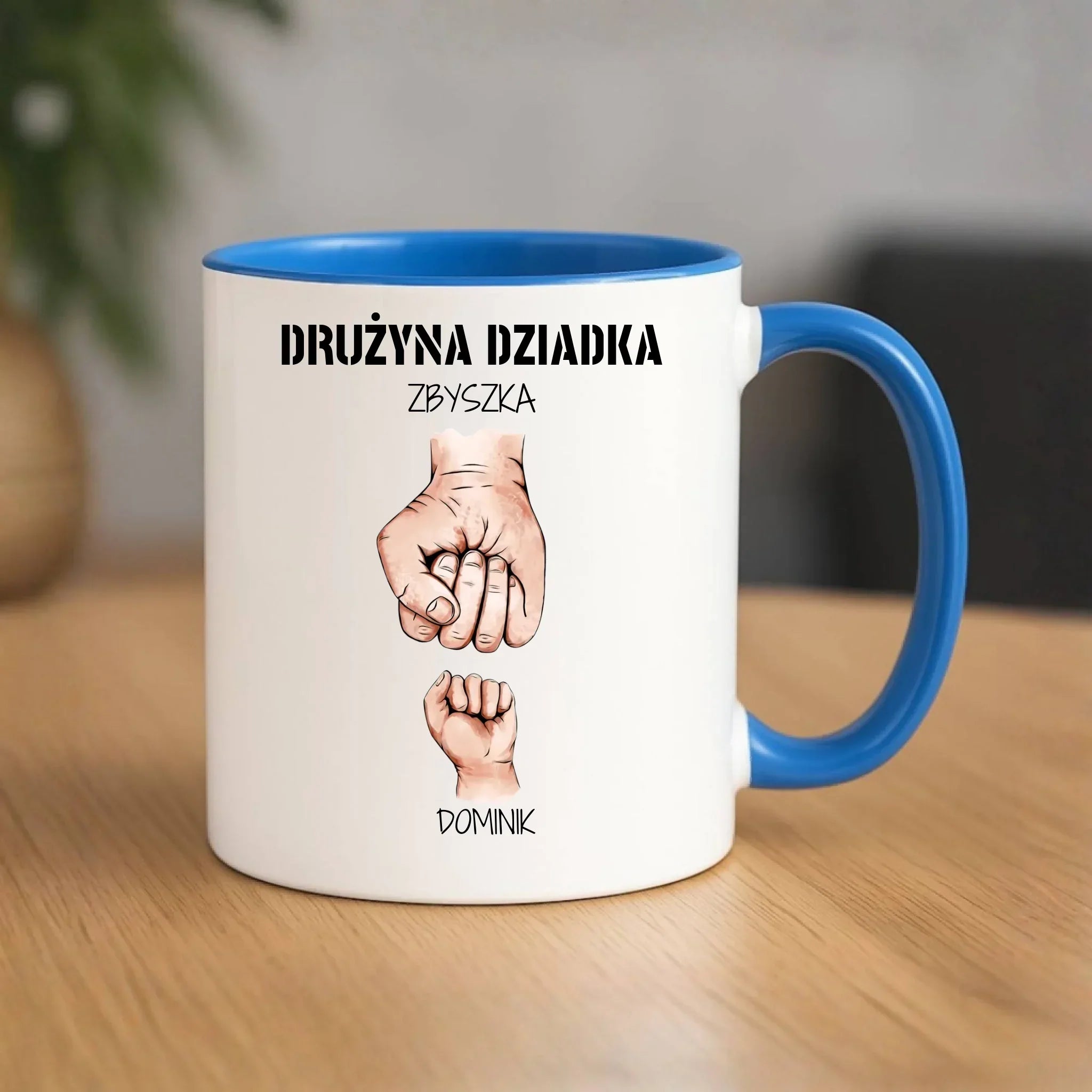 Kubek dla dziadka - Drużyna dziadka 1-6 imion wnuków - personalizowany D07 - StoryCups.pl