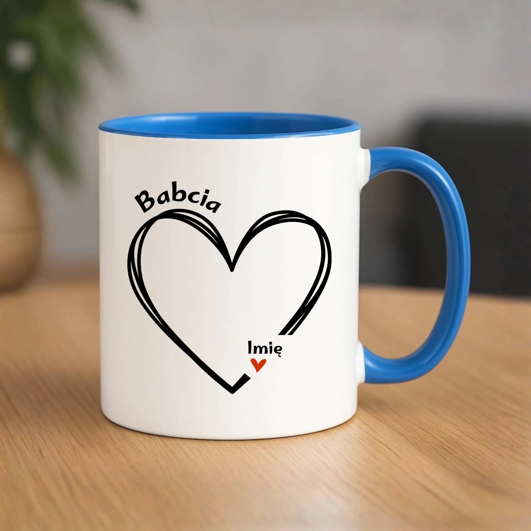Kubek dla babci - Serce z imionami wnuków 1-7 - personalizowany B26