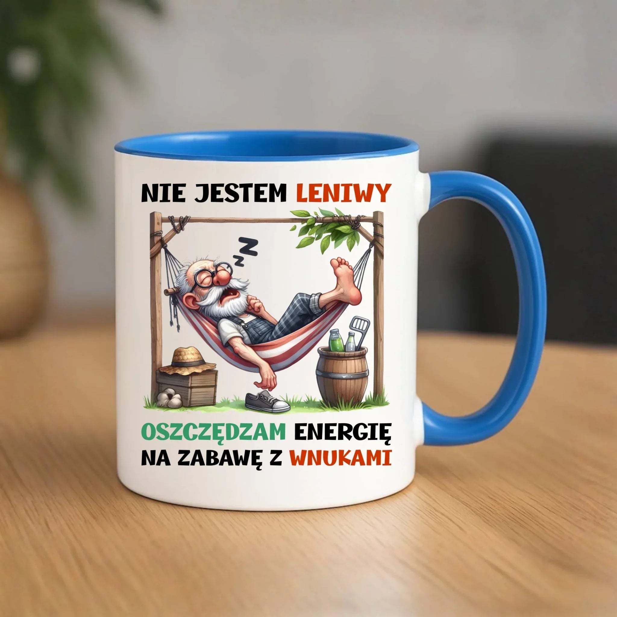 Kubek dla dziadka - Nie jestem leniwy oszczędzam energię D39 - StoryCups.pl