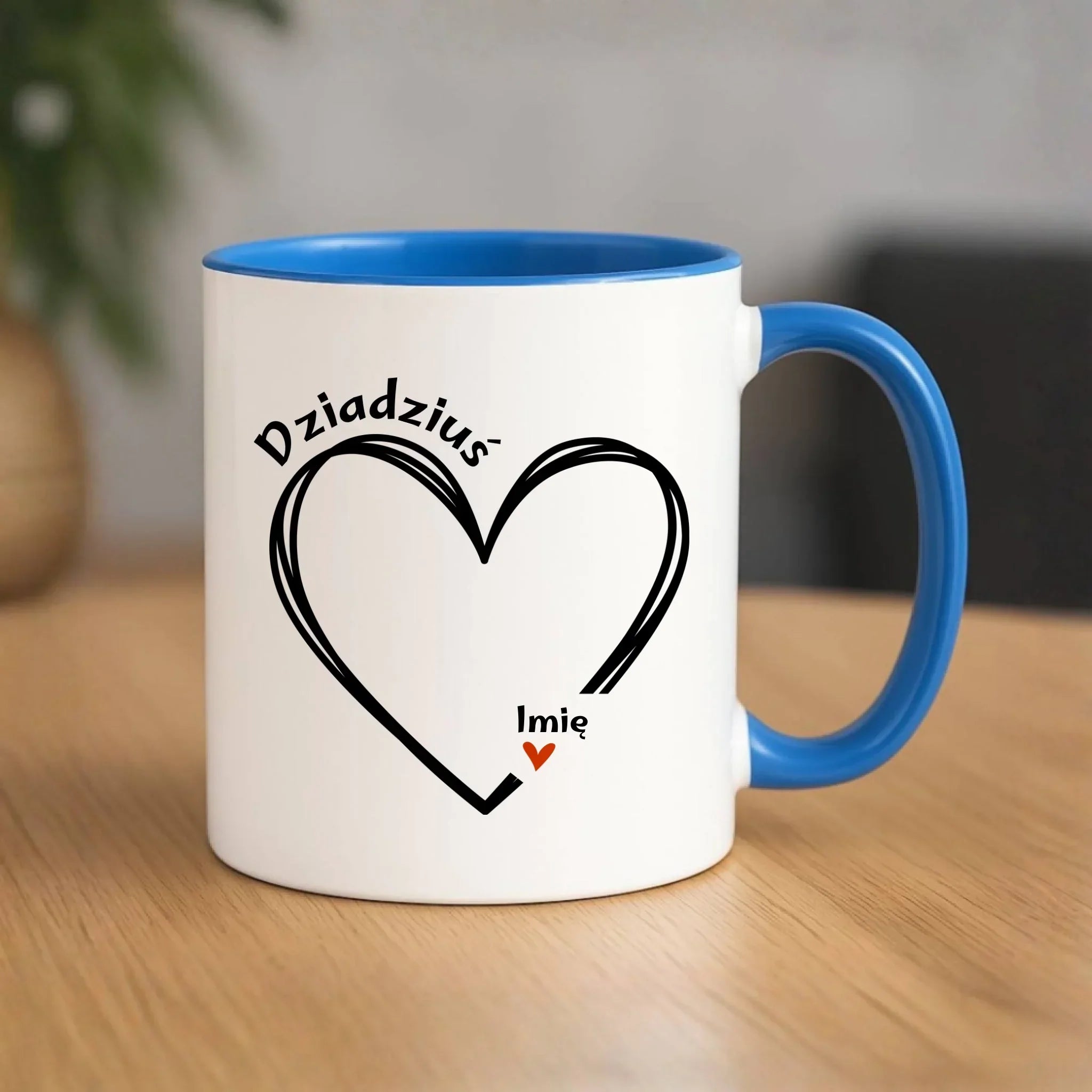Kubek dla dziadka - Serce z imionami wnuków 1-7 - personalizowany D26 - StoryCups.pl
