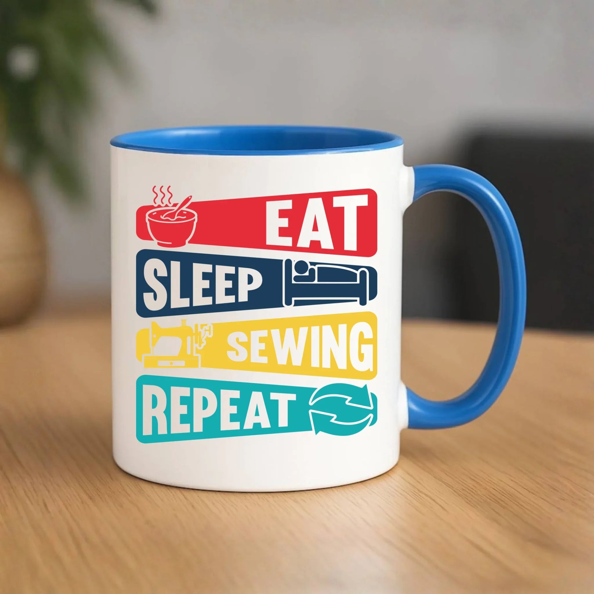 Kubek szyciowy dla krawcowej – Eat sleep sewing repeat HS21 - StoryCups.pl
