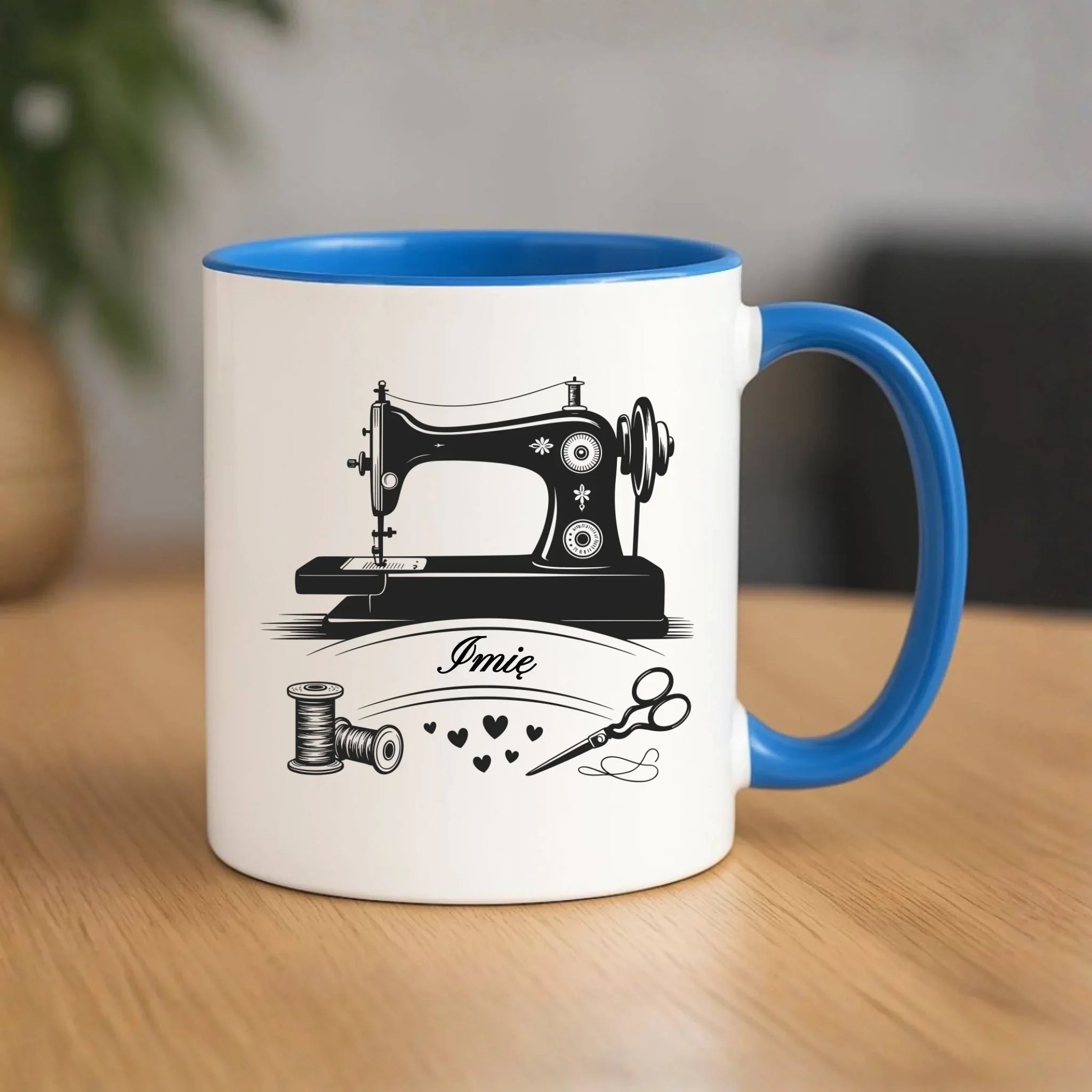 Kubek szyciowy dla krawcowej – Maszyna vintage- personalizowany HS34 - StoryCups.pl