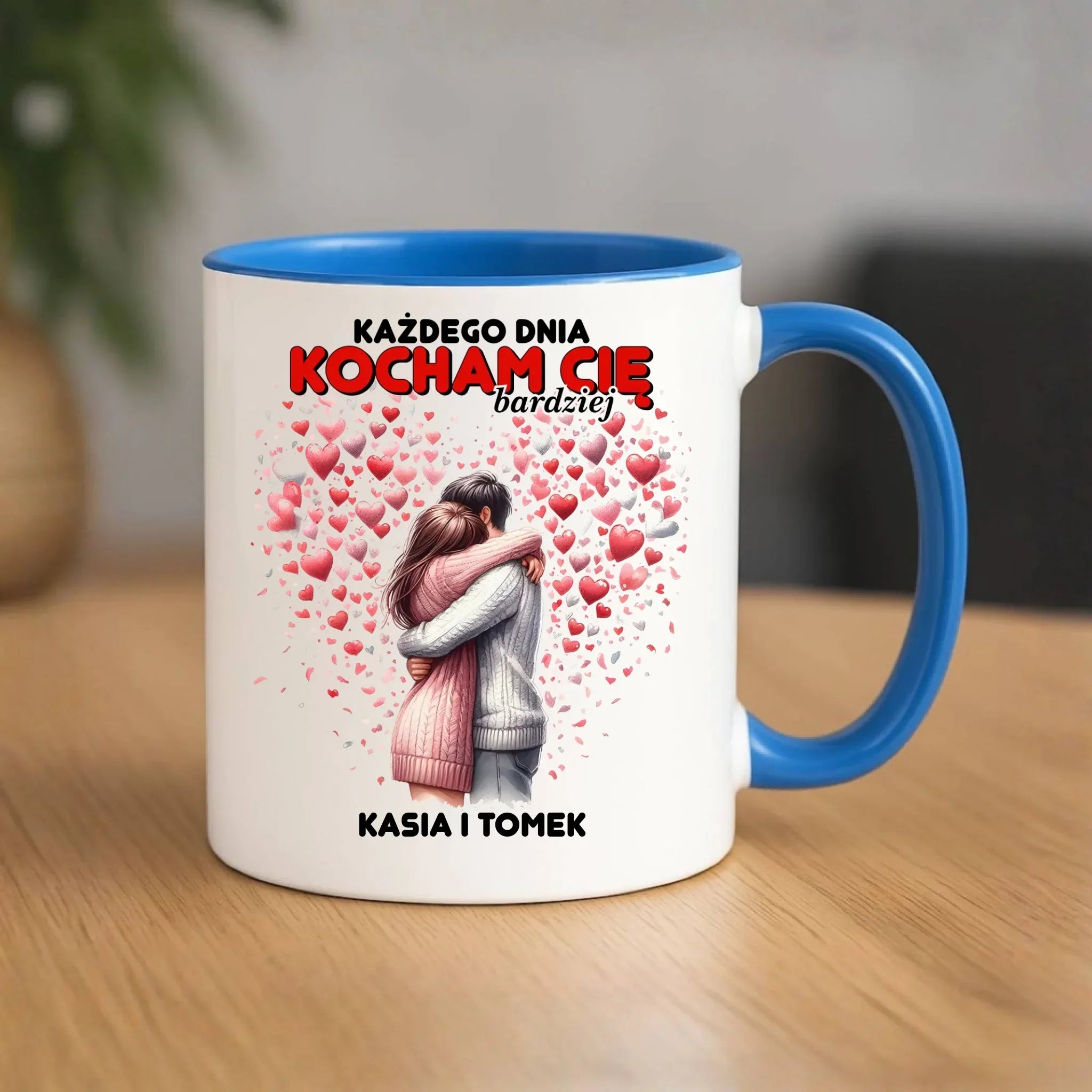 Kubek dla par - Każdego dnia kocham Cię bardziej - personalizowany W09 - StoryCups.pl