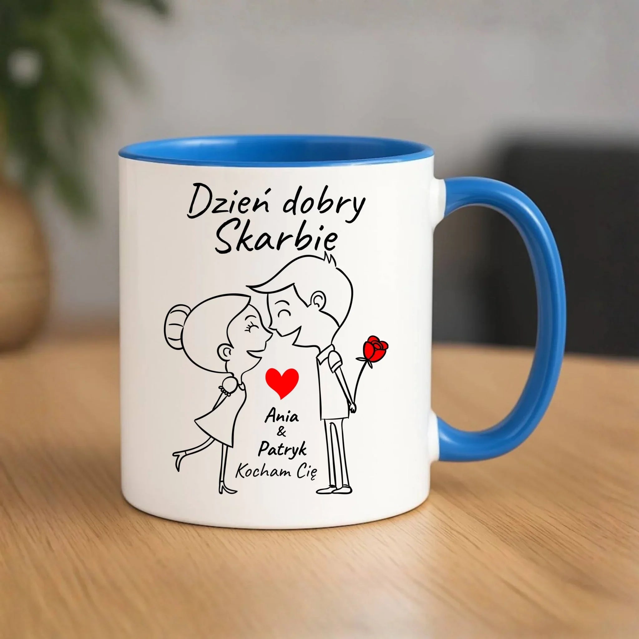 Kubek dla par - Dzień dobry Skarbie - personalizowany W15 - StoryCups.pl