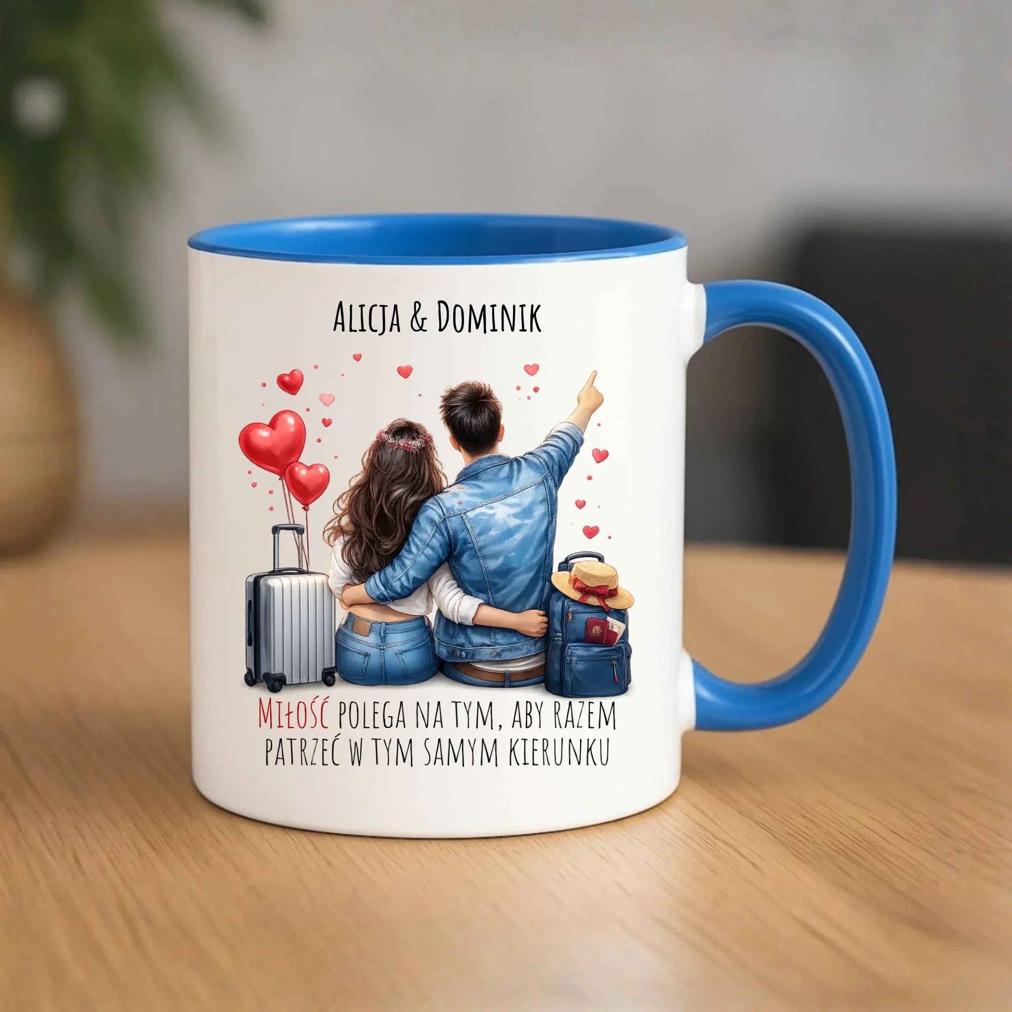 Kubek dla par - Para w podróży miłość - personalizowany W12 - StoryCups.pl