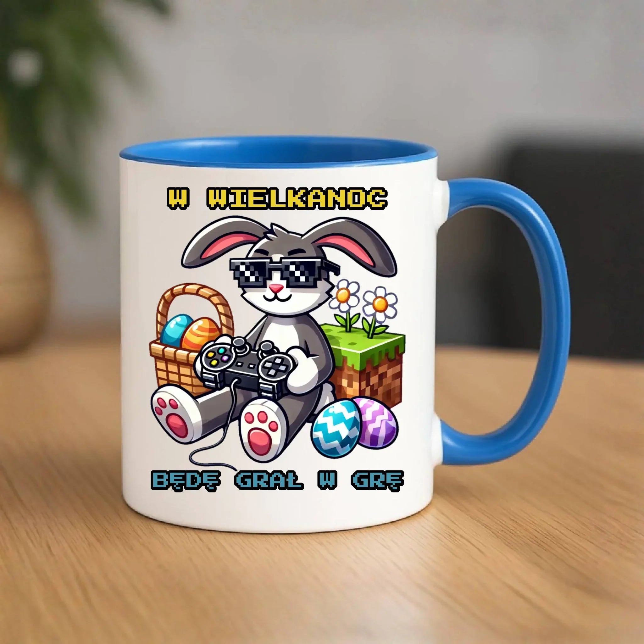 Kubek Wielkanocny - Zajączek w stylu Minecraft Gamer WN22 - StoryCups.pl