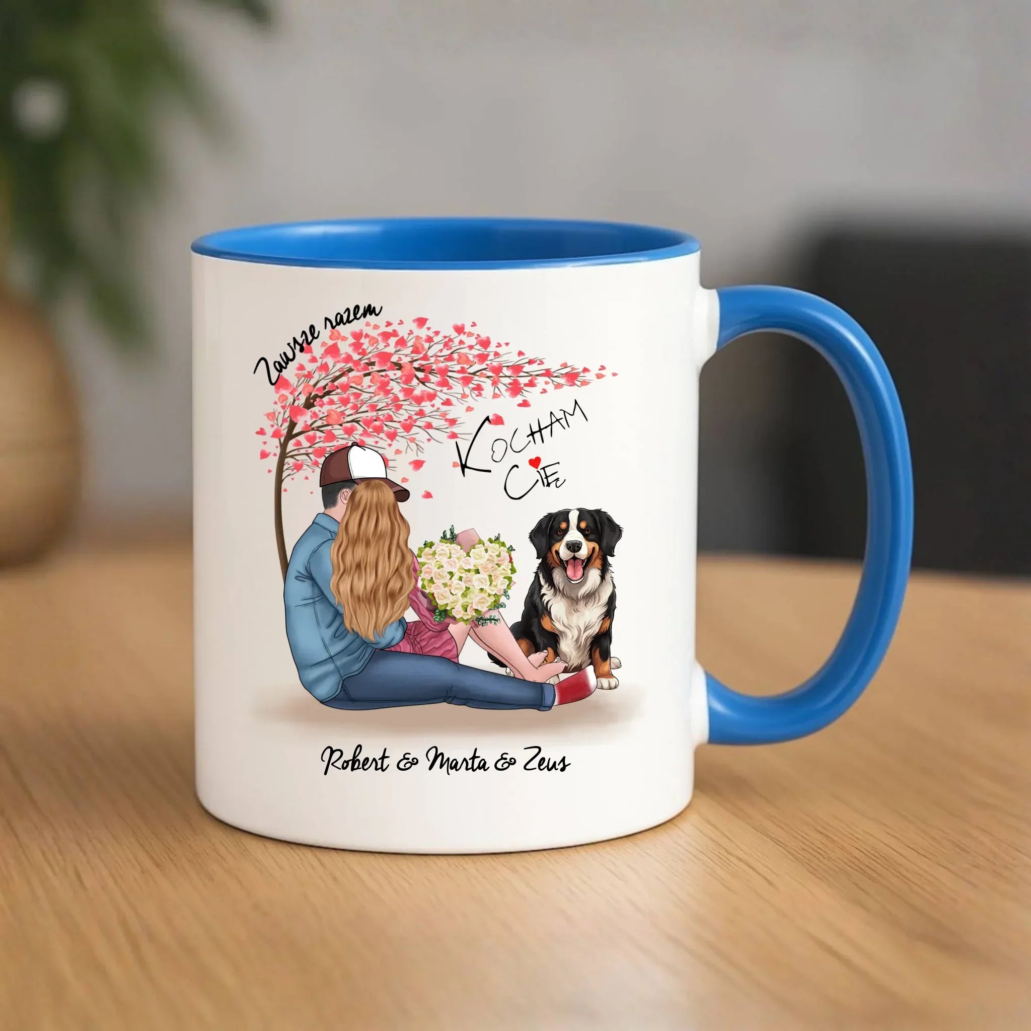 Kubek dla par + Berneńczyk - Zawsze razem - personalizowany W04A - StoryCups.pl