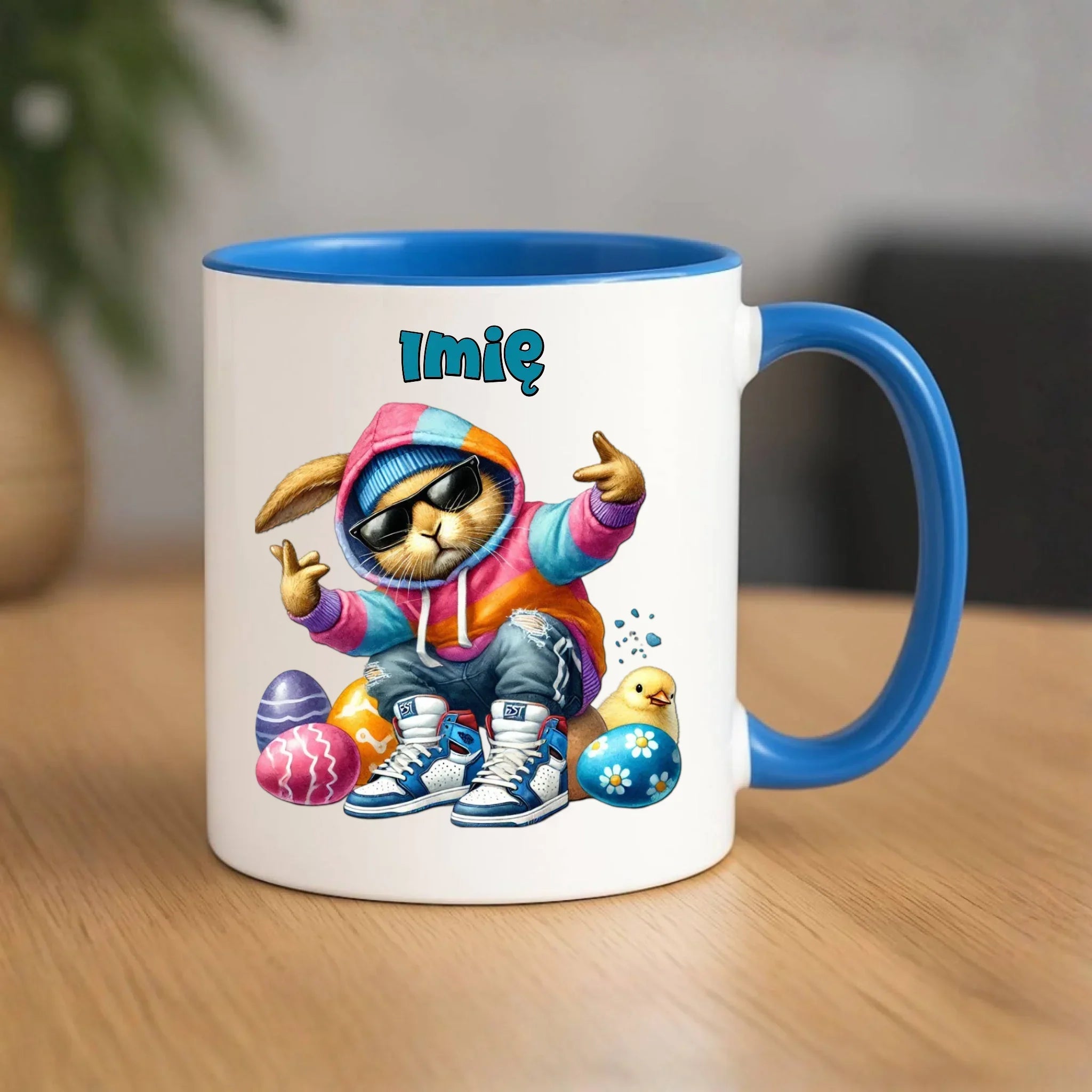Kubek na Wielkanoc - Sigma Zając w pisankach - Prezent personalizowany WN04 - StoryCups.pl