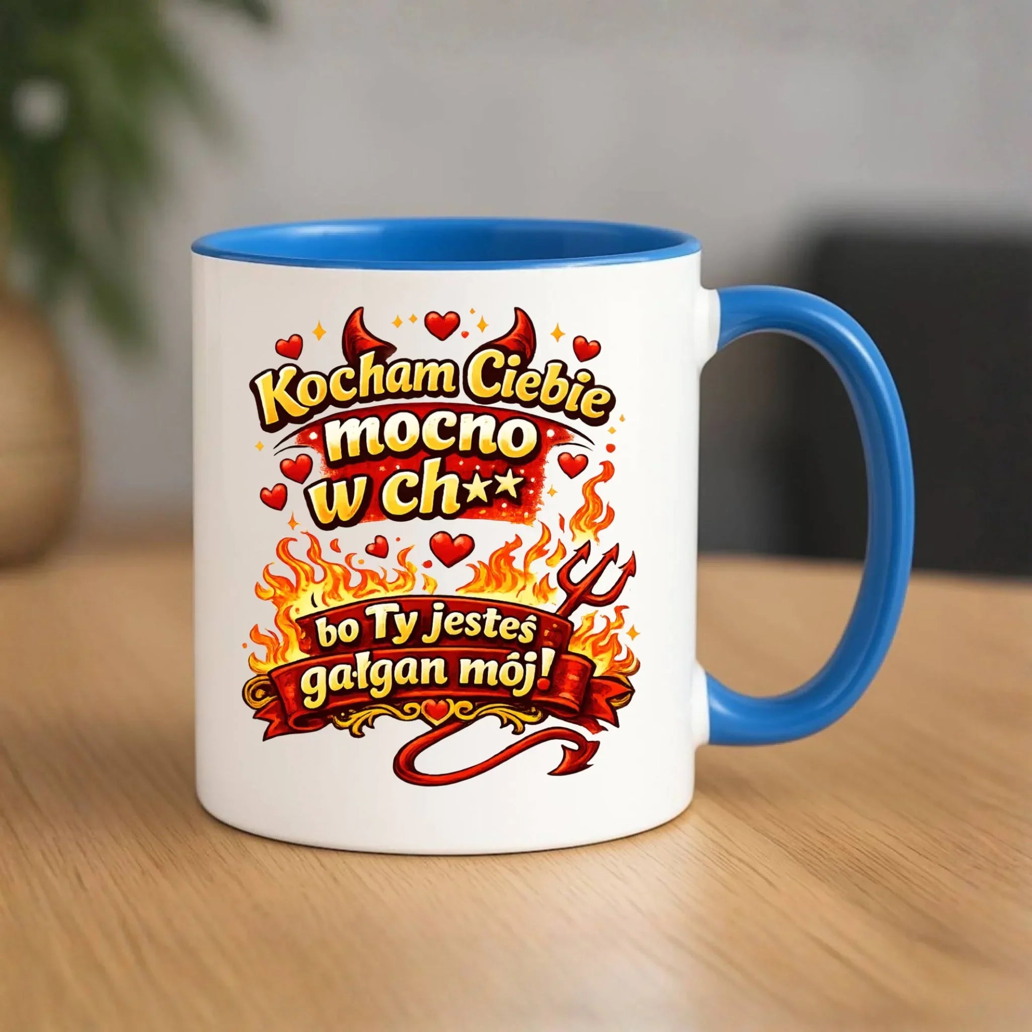 Kubek dla par - Kocham Ciebie mocno w ch** bo Ty jesteś gałgan mój W82 - StoryCups.pl