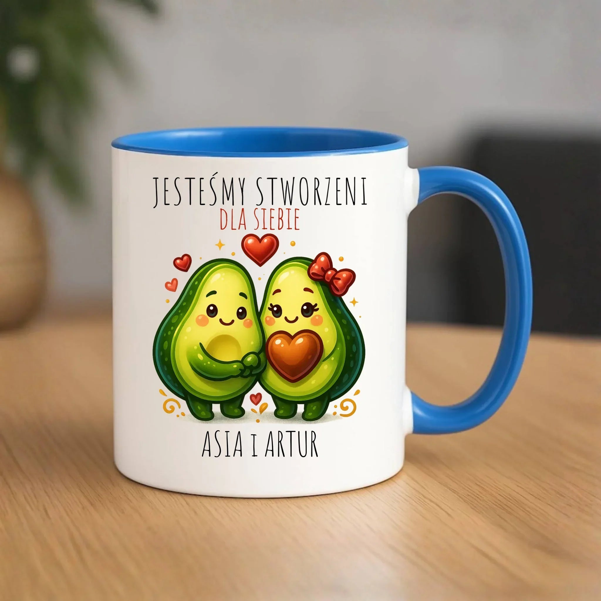 Kubek dla par - Awokado Stworzeni dla siebie - personalizowany W91 - StoryCups.pl