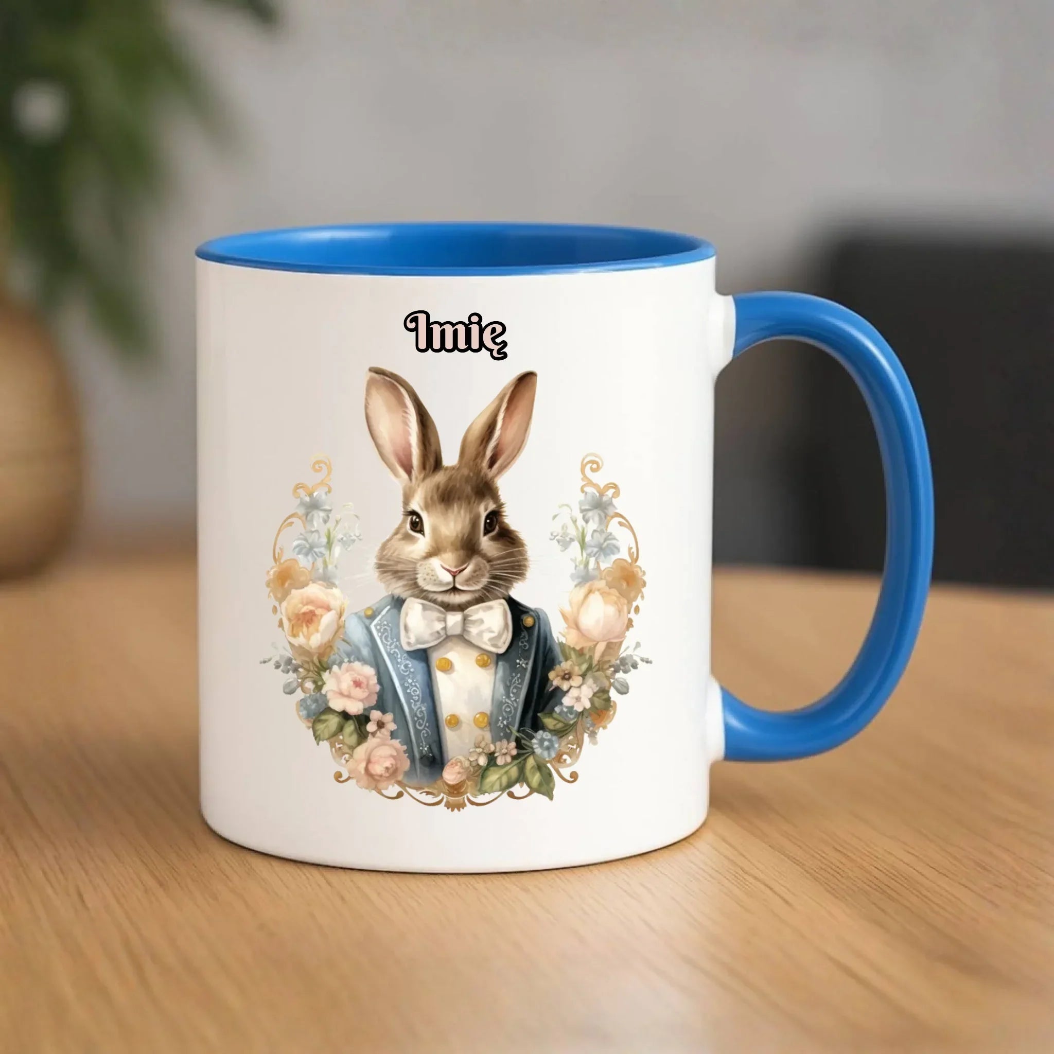 Kubek na Wielkanoc - Elegancki Pan Zając - Prezent personalizowany WN06 - StoryCups.pl