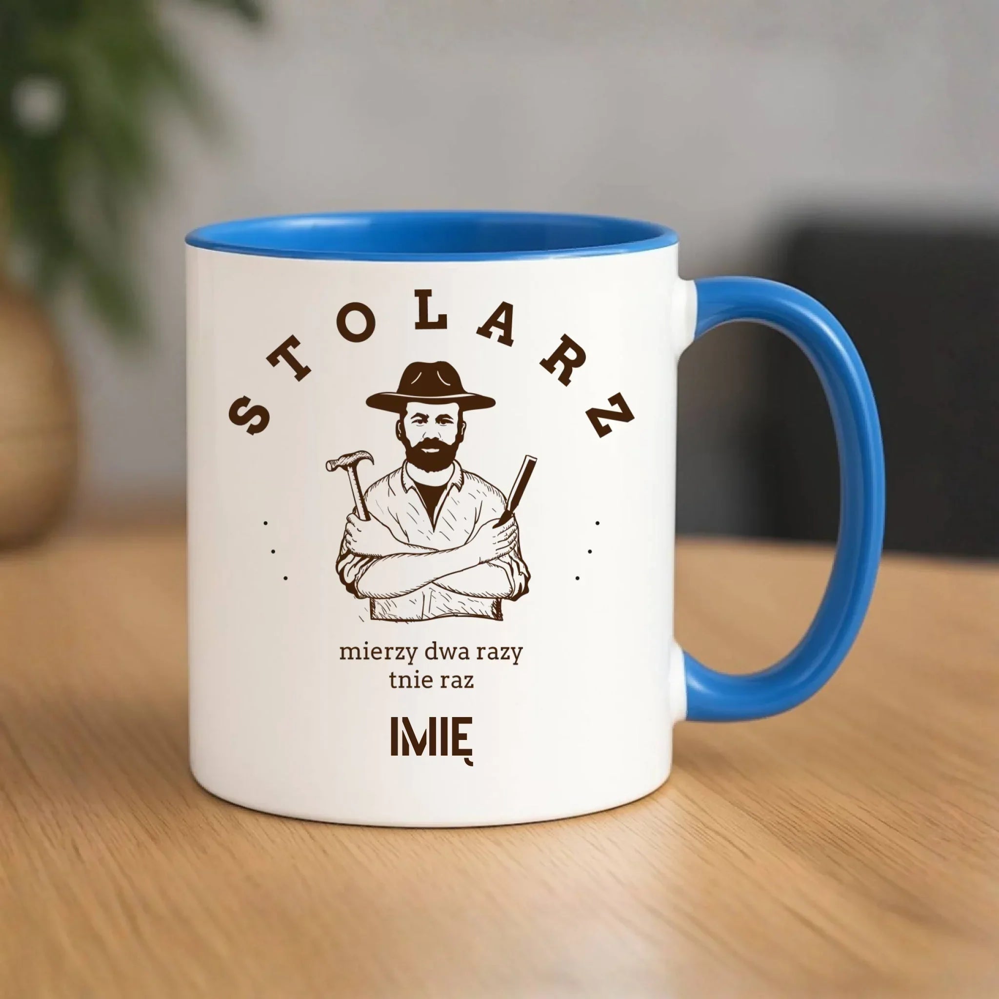 Kubek dla stolarza - Mierzy dwa razy tnie raz - personalizowany ZS02 - StoryCups.pl